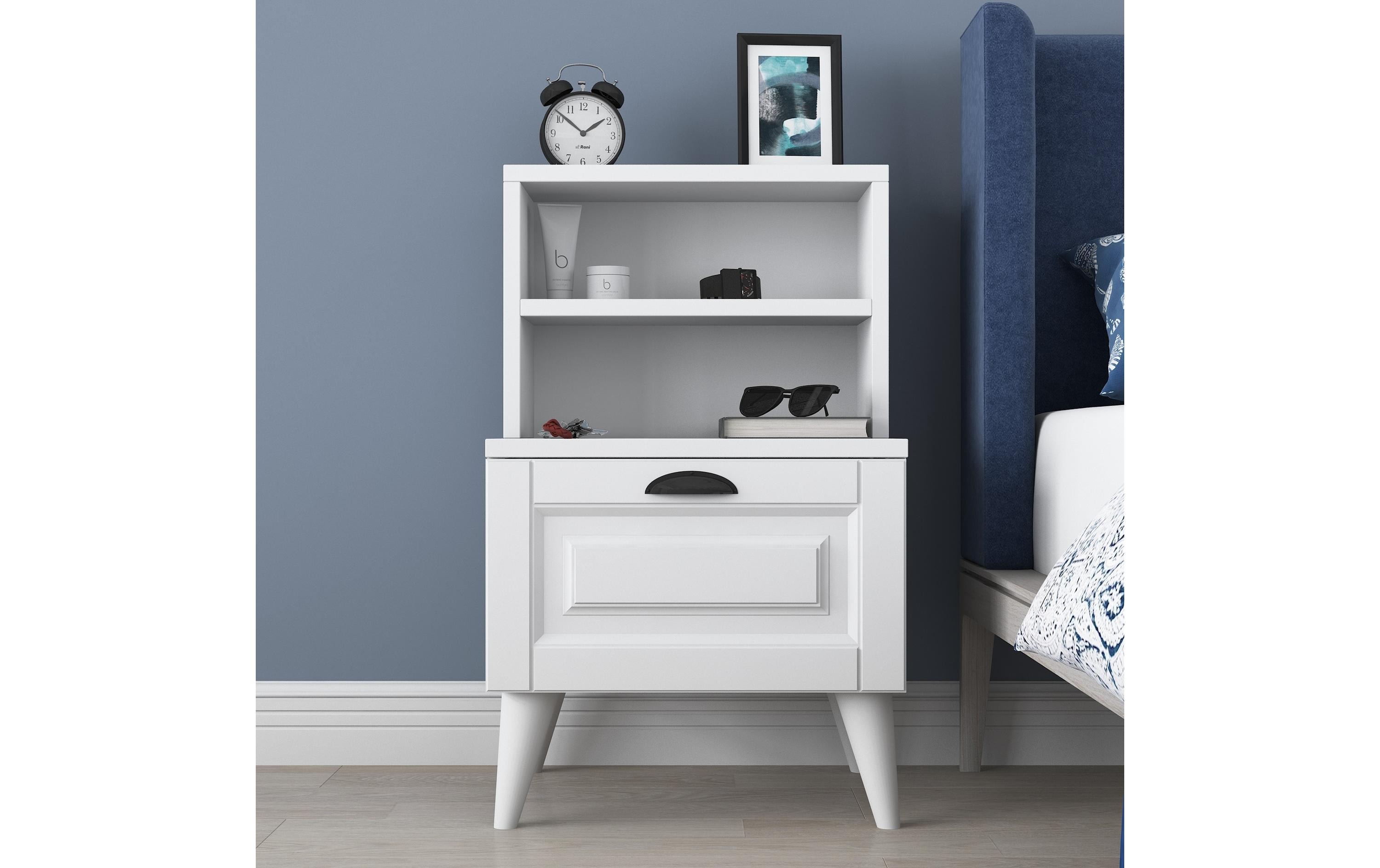 Woody Fashion Nachttisch Eliza 45 x 74.4 x 40 cm, Weiss