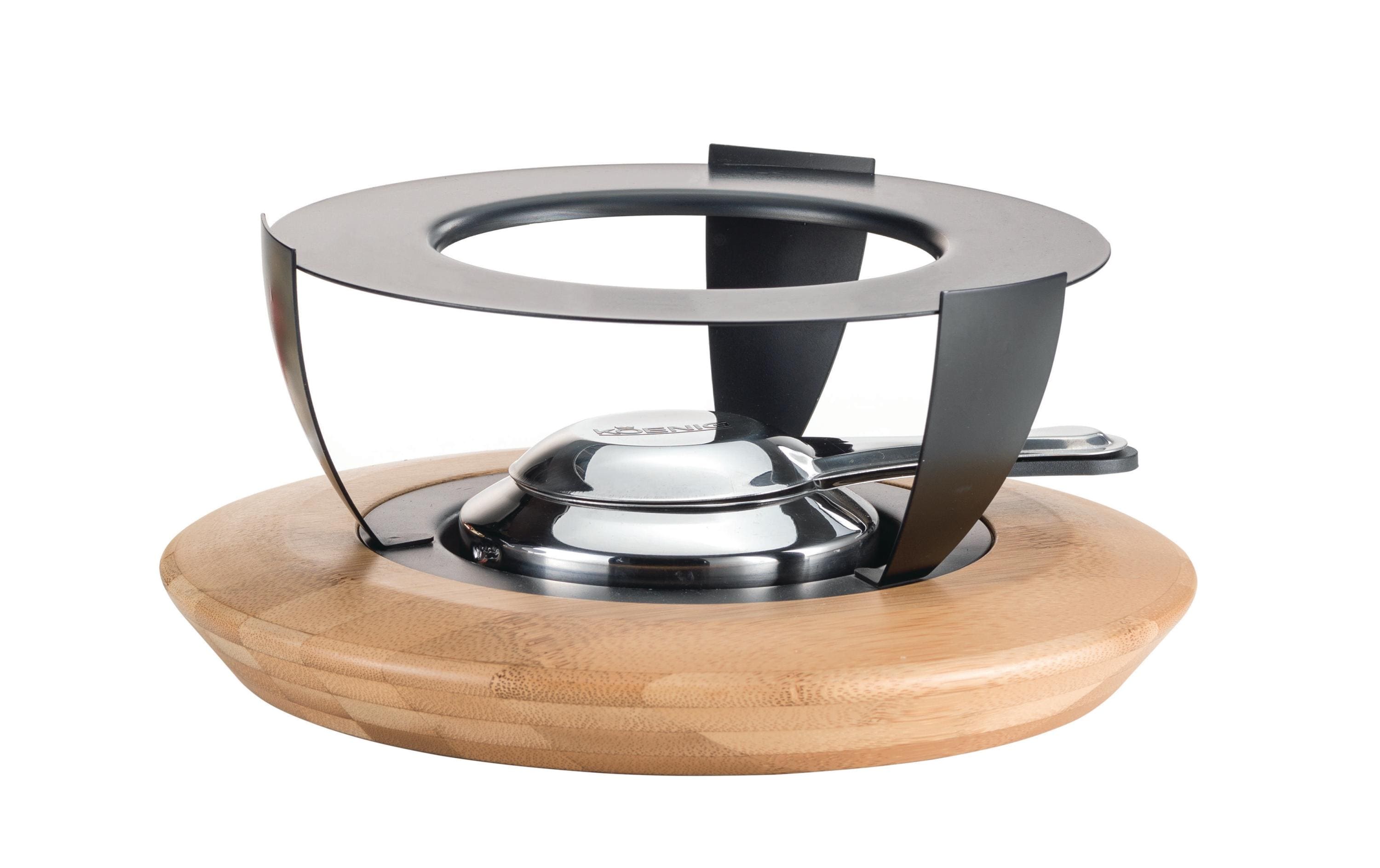 Koenig Fondue-Rechaud Bamboo Anthrazit/Hellbraun/Silber