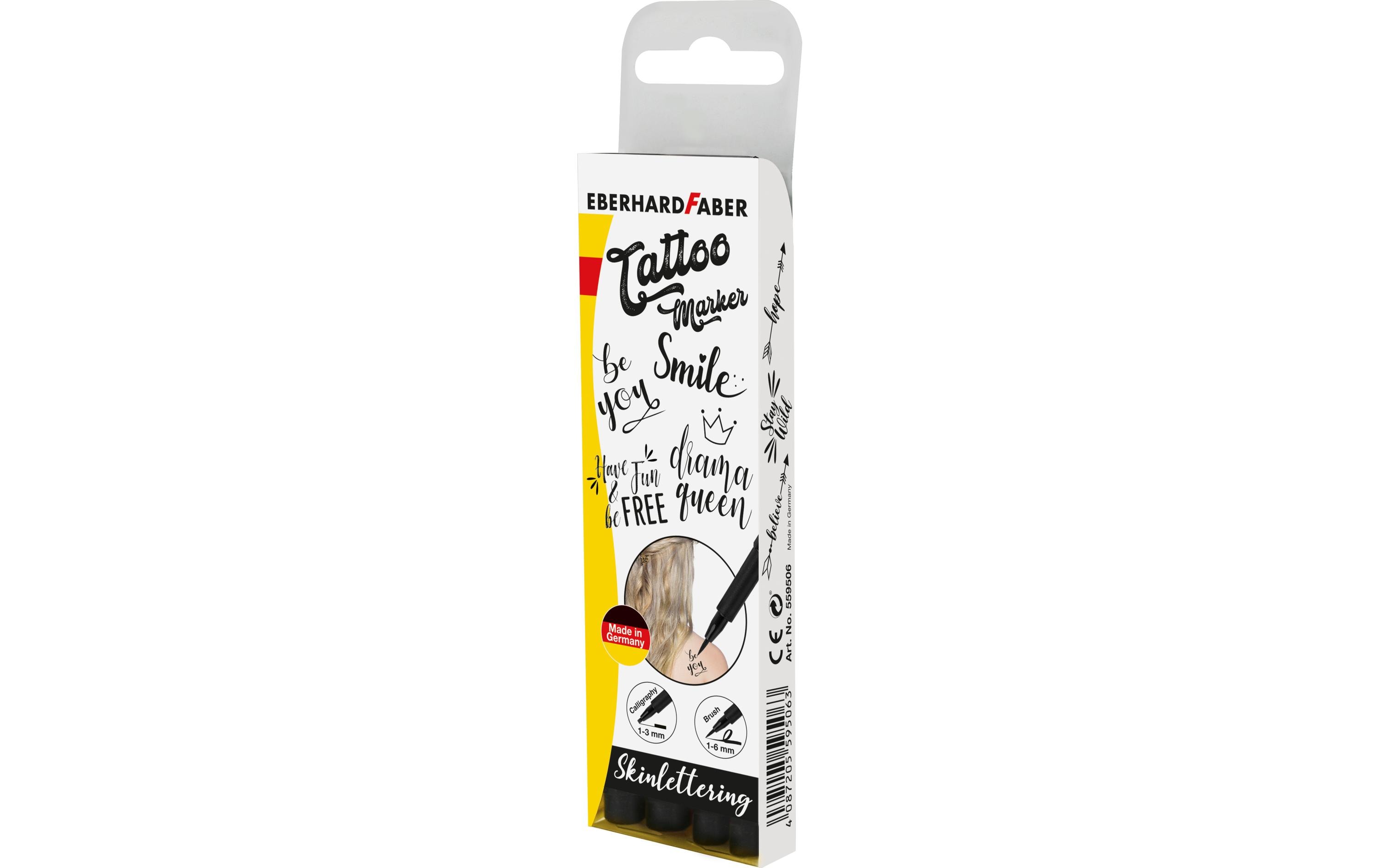 Eberhard Faber Tattoostift Skinlettering 4 Stück, Schwarz