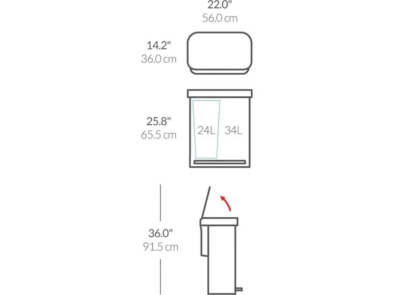 Simplehuman Abfalleimer Doppelkammer 58 l, Silber gebürstet Simplehuman Abfalleimer Doppelkammer 58 l, Silber gebürstet