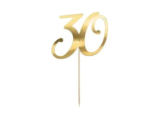 Partydeco Kuchen-Topper 30 Zahl Gold Papier Holz Partydeco Kuchen-Topper 30 Zahl Gold Papier Holz