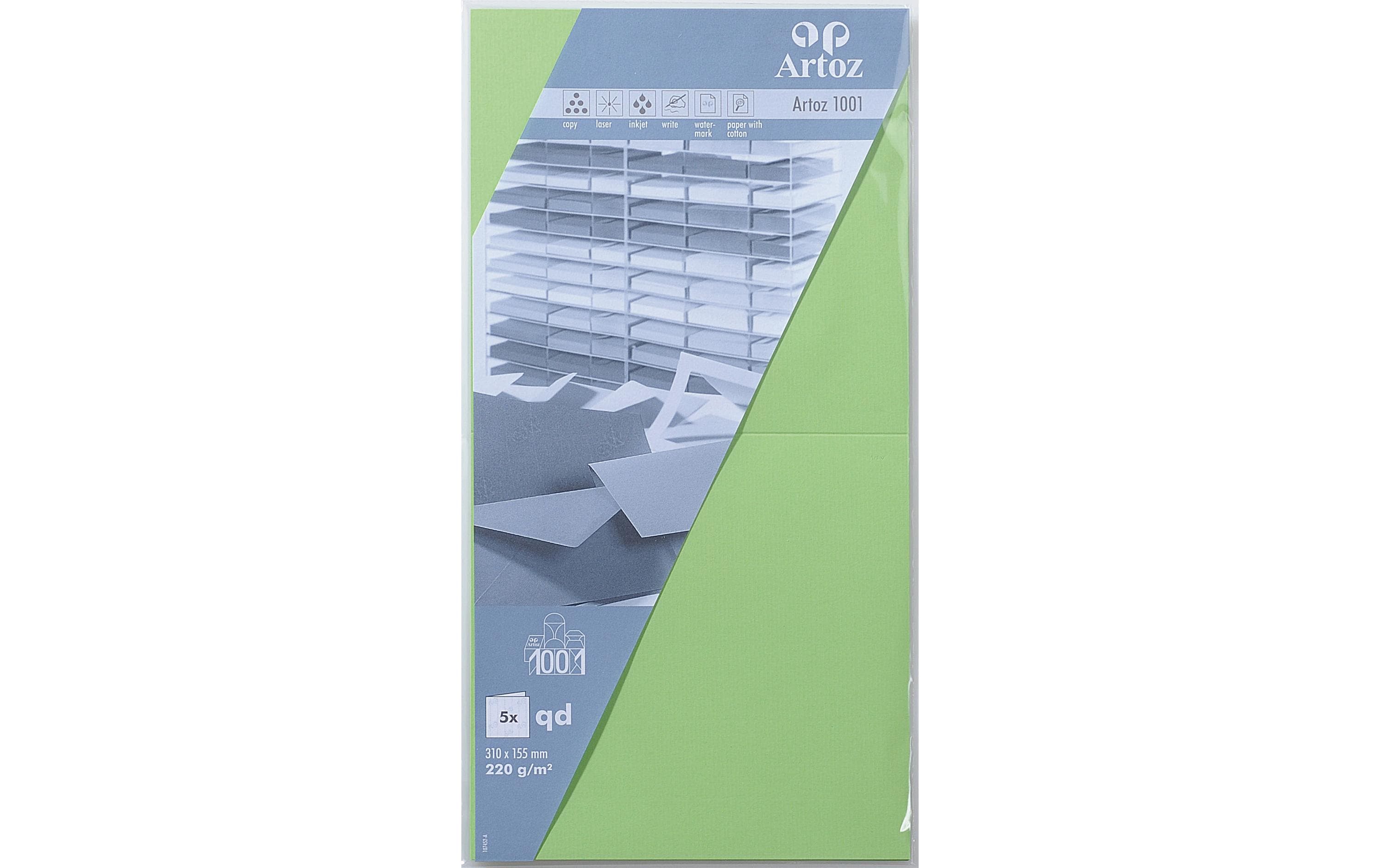 Artoz Blankokarte 1001, 15.5 x 15.5 cm, 5 Blatt, Birkengrün