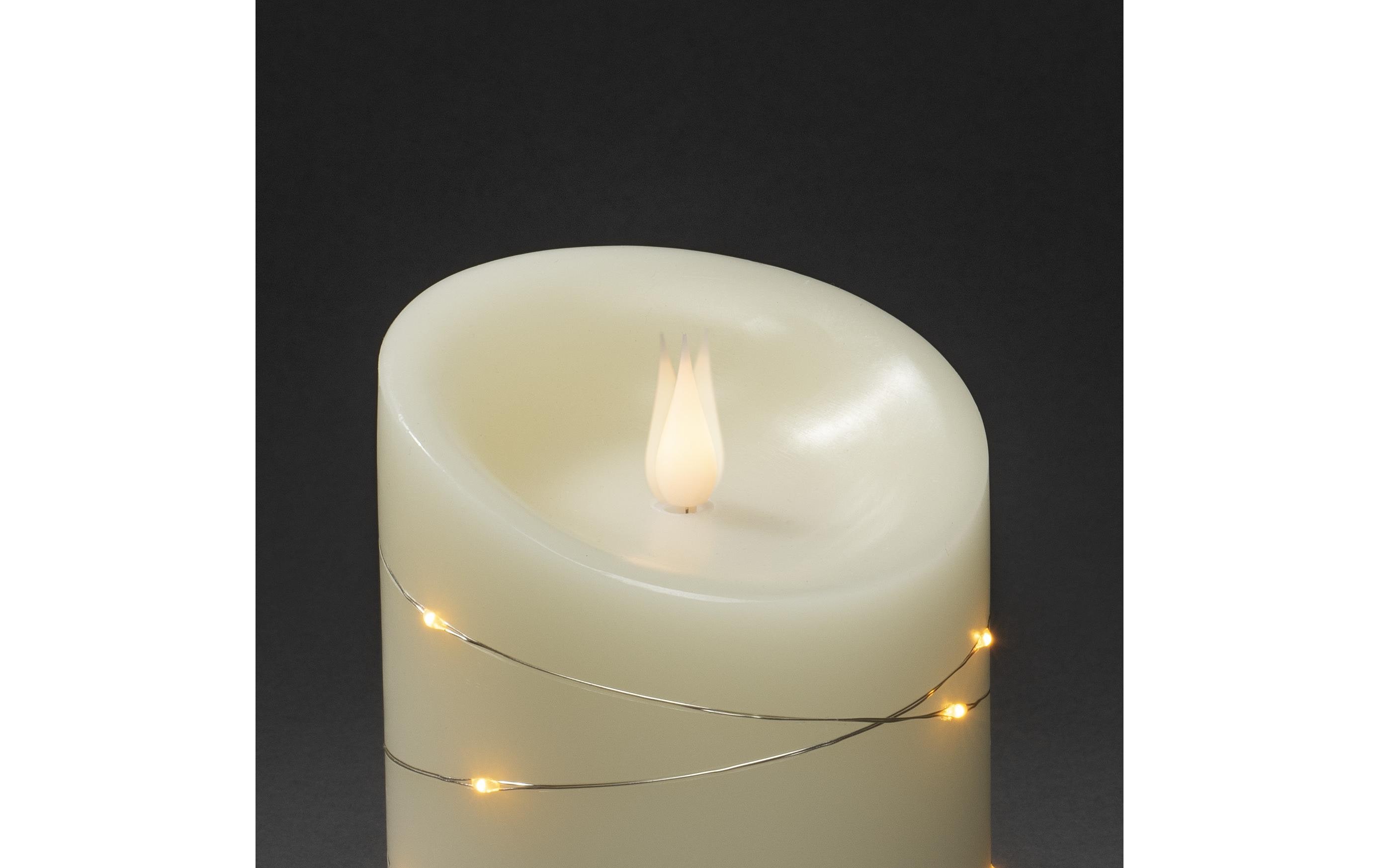 Konstsmide LED-Kerze Echtwachskerze, 10 cm x 14 cm, Cremeweiss