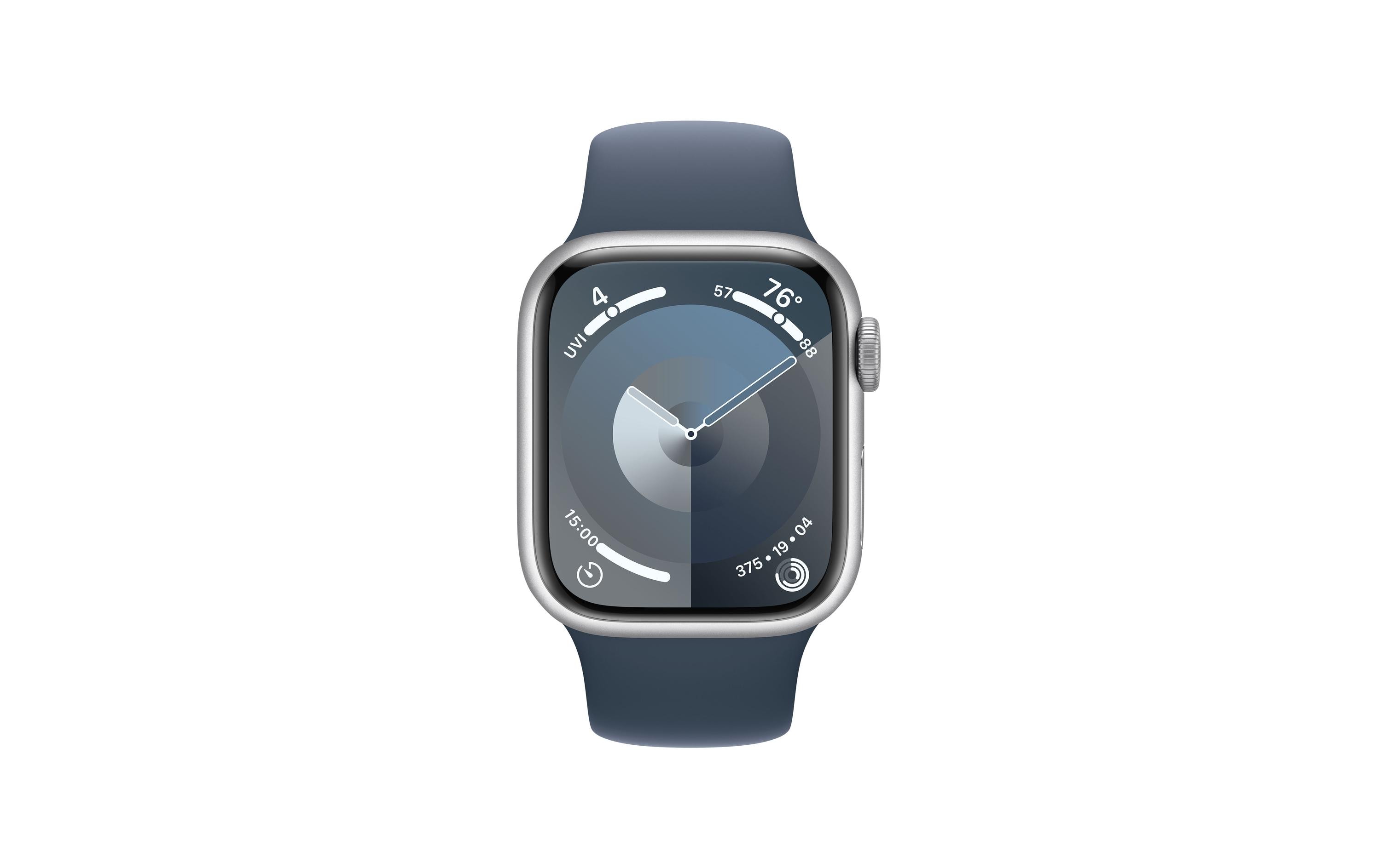 Apple Watch Series 9 41 mm LTE Alu Silber Sport Sturmblau M/L