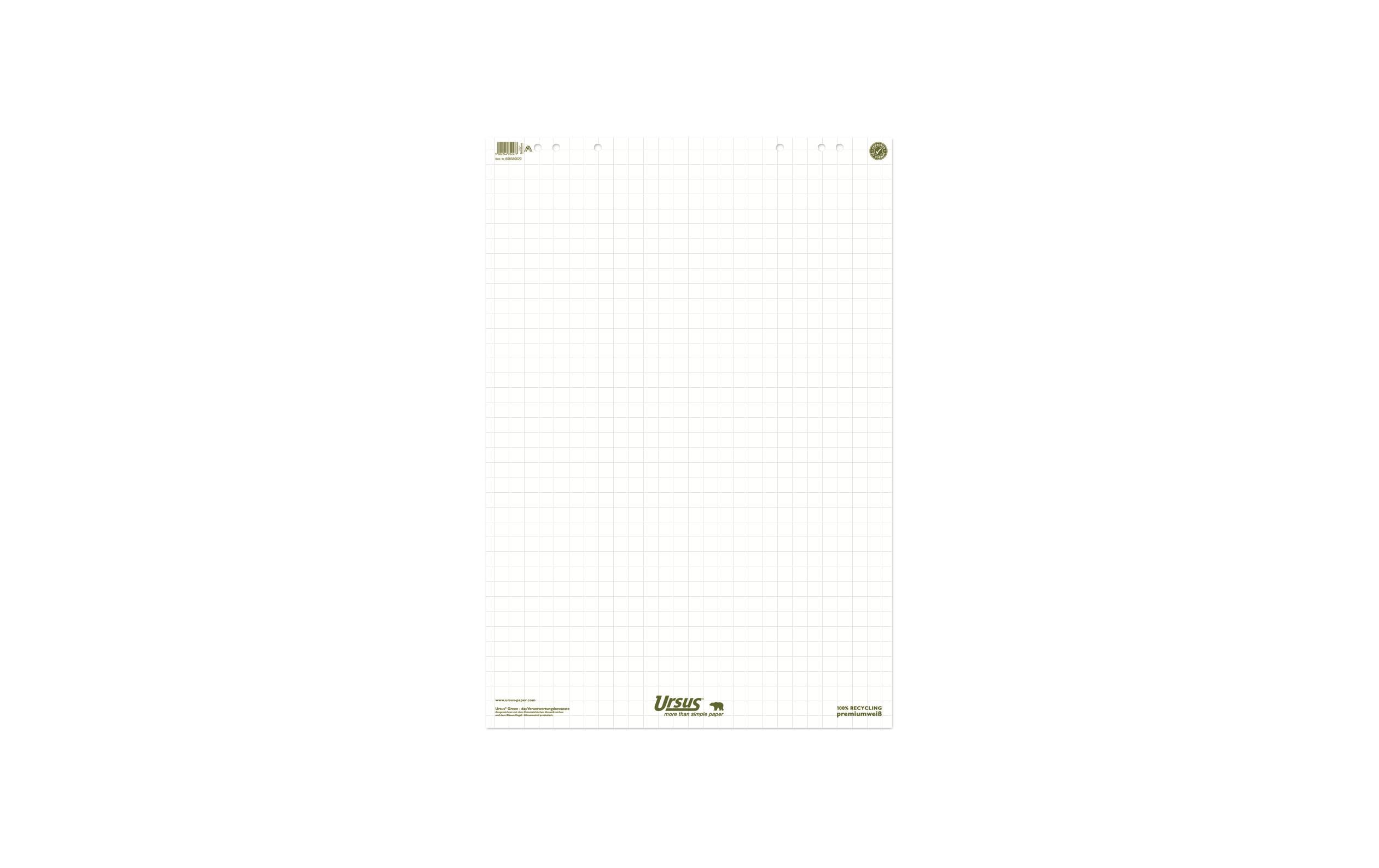 Ursusgreen Flipchart 68 x 99 cm, 20 Blatt, Kariert, 5 Stück