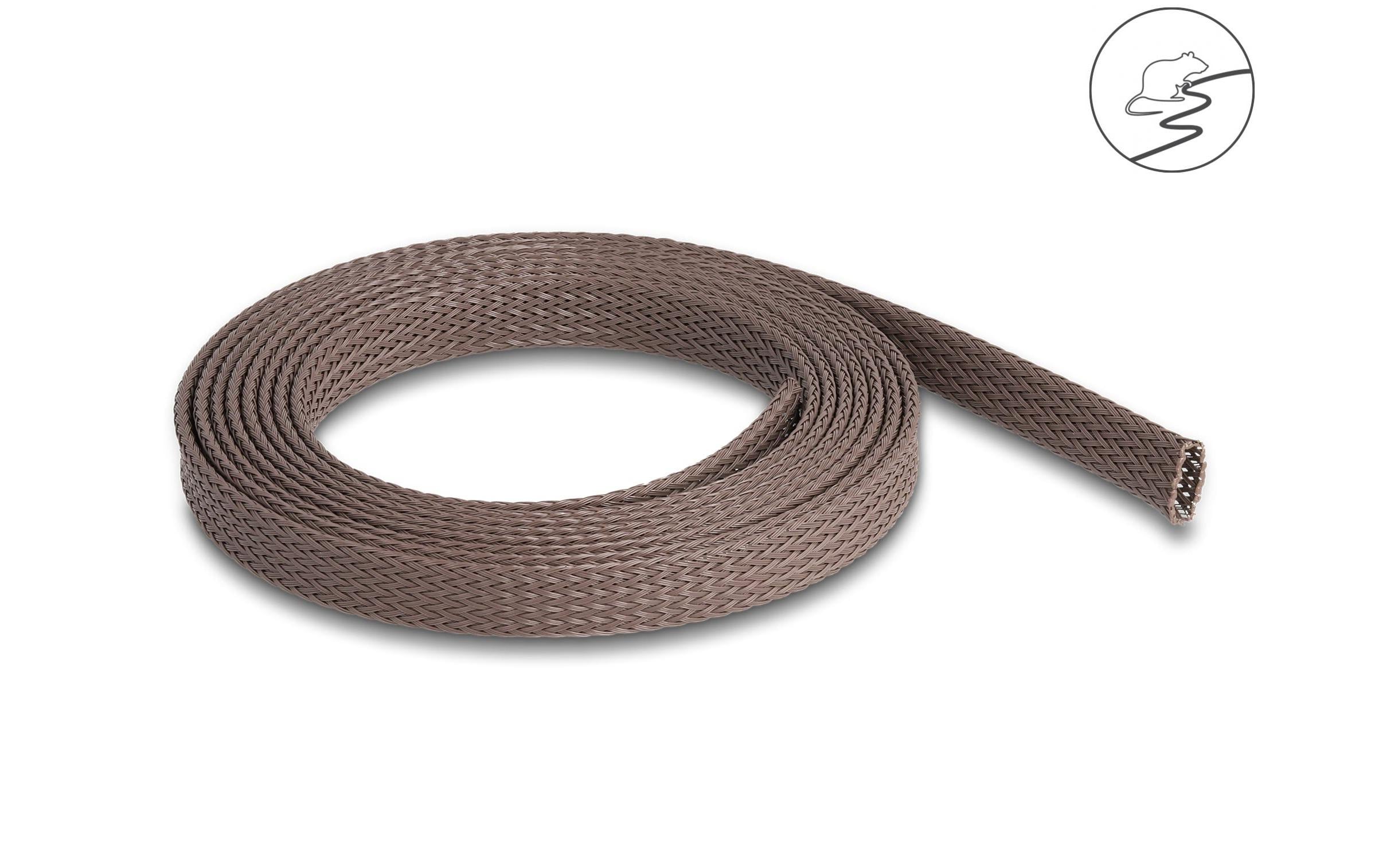 Delock Geflechtschlauch nagerfest, 2 m x 12 mm Braun Delock Geflechtschlauch nagerfest, 2 m x 12 mm Braun