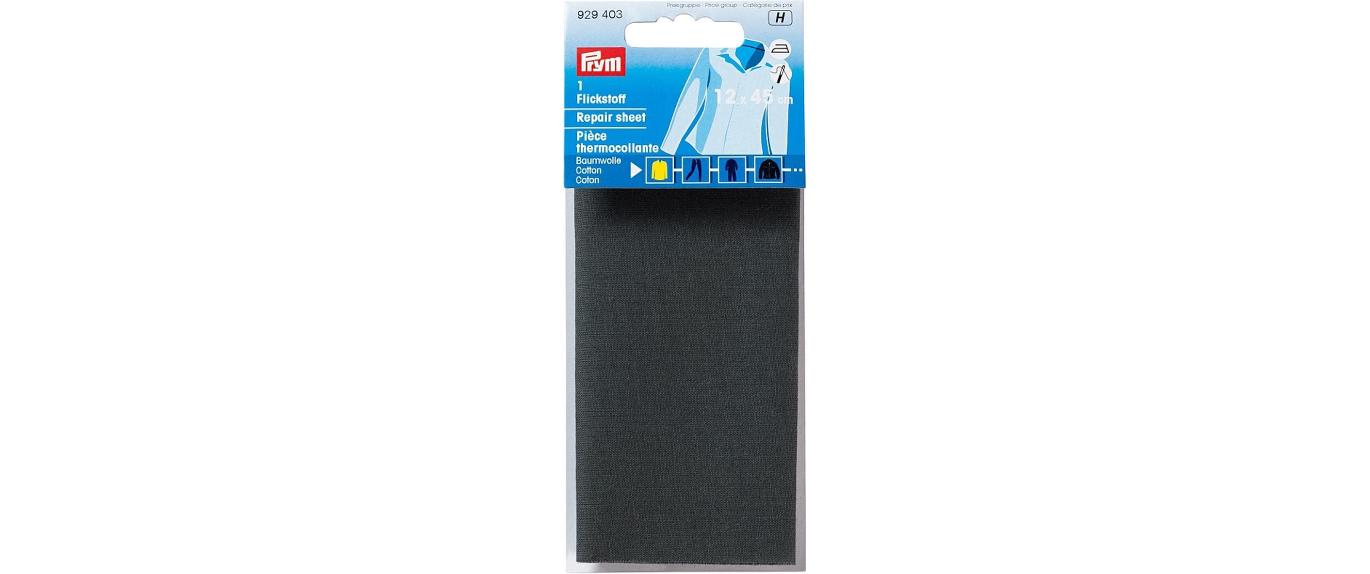 Prym Flickstoff 12 x 45 cm, aufbügelbar, Grau