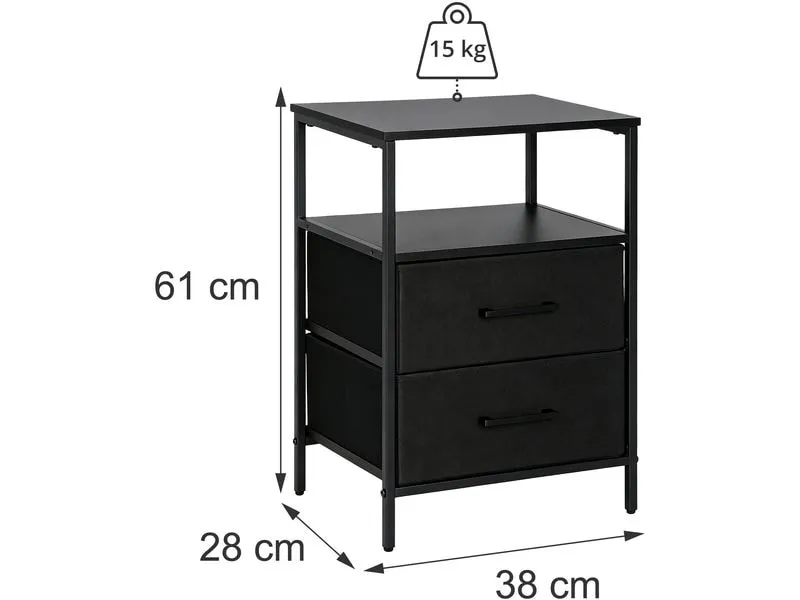 relaxdays Nachttisch 2er Set 38 x 61 cm, Schwarz relaxdays Nachttisch 2er Set 38 x 61 cm, Schwarz