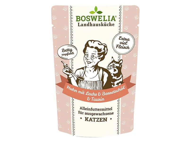 Betty's Landhausküche Nassfutter Huhn mit Lachs & Borretschöl, 100 g Betty's Landhausküche Nassfutter Huhn mit Lachs & Borretschöl, 100 g