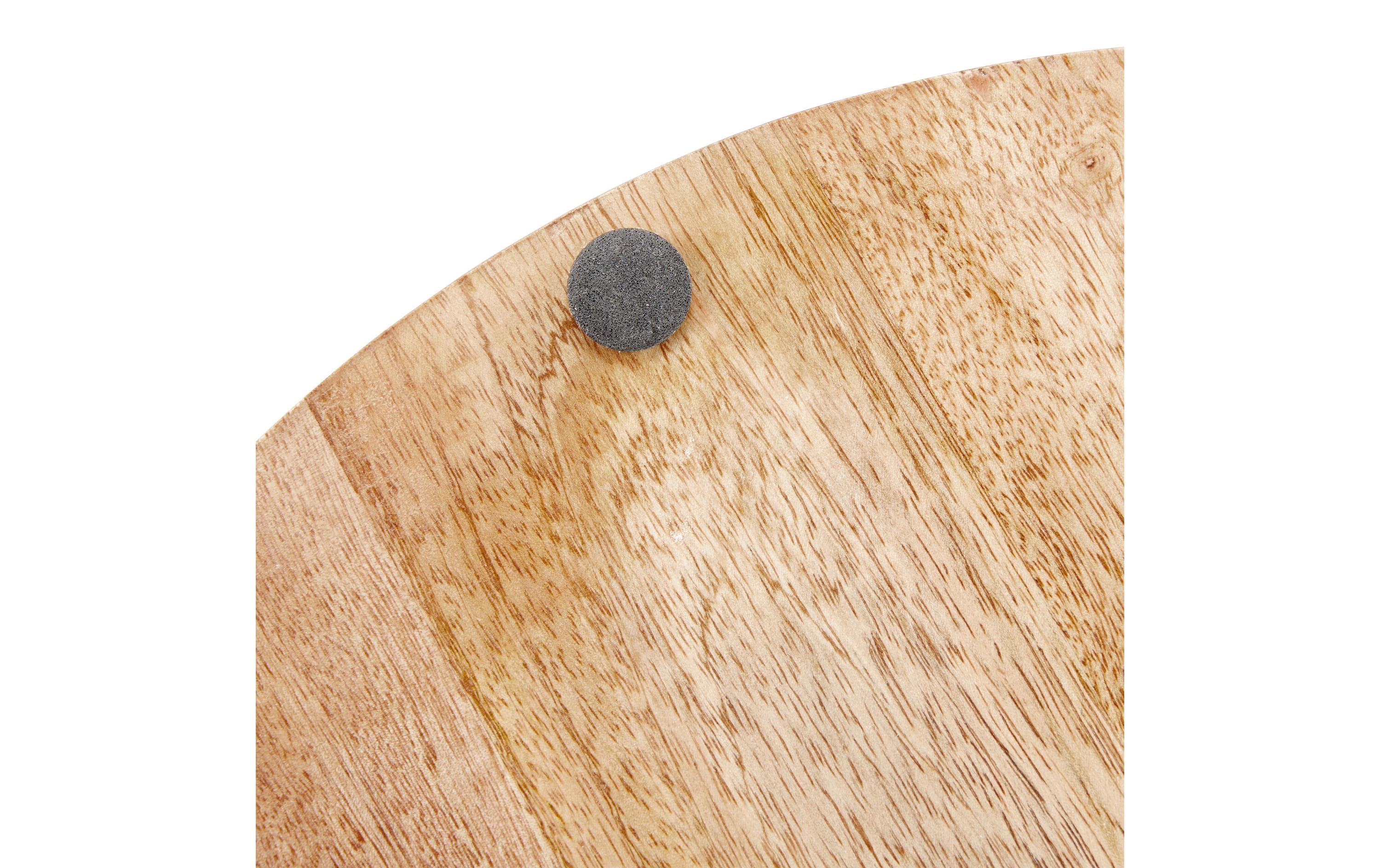 relaxdays Serviertablett Mangoholz Natur, Schwarz, 35 cm