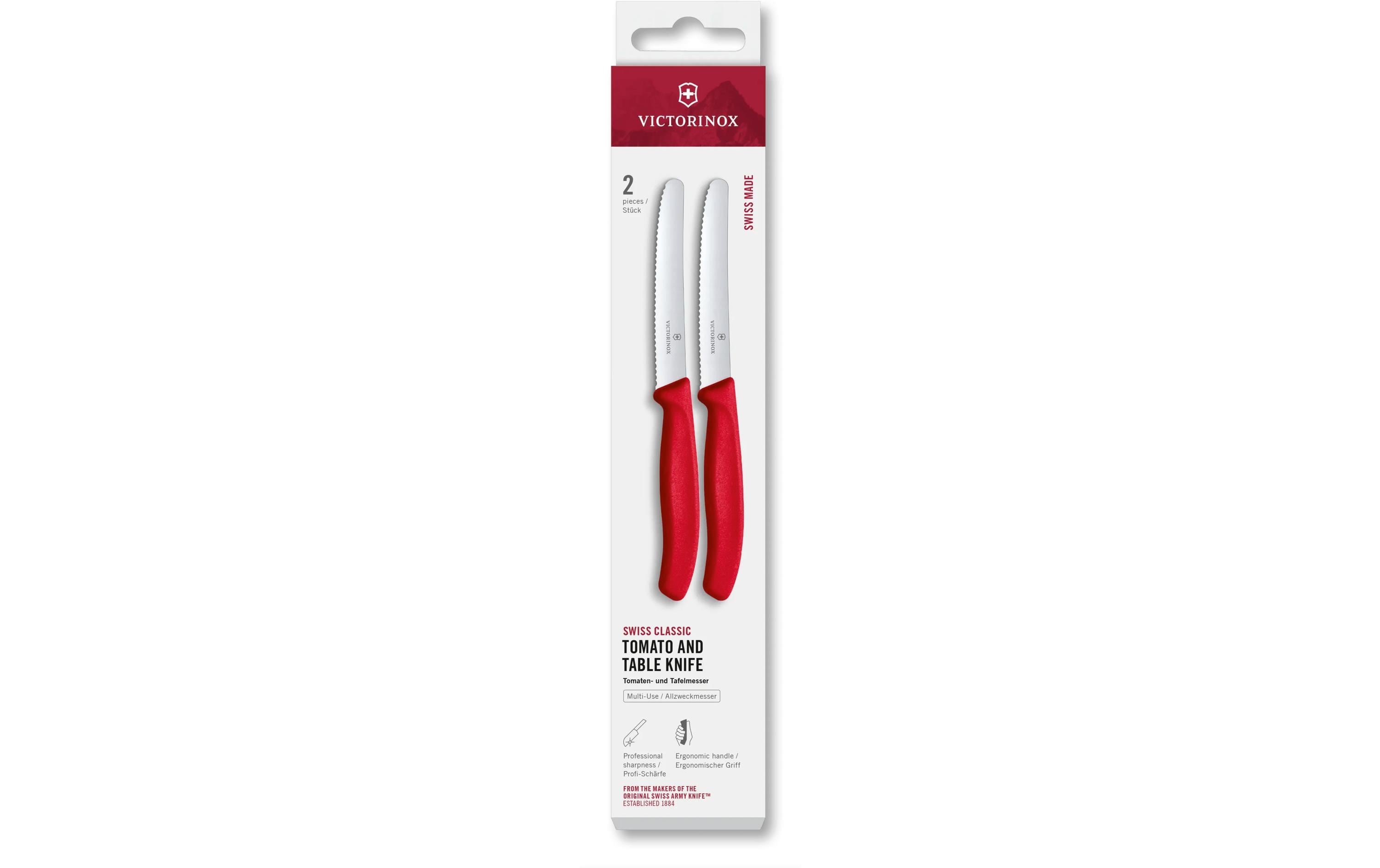 Victorinox Tafelmesser Swiss Classic, 11 cm, Rot, 2 Stück