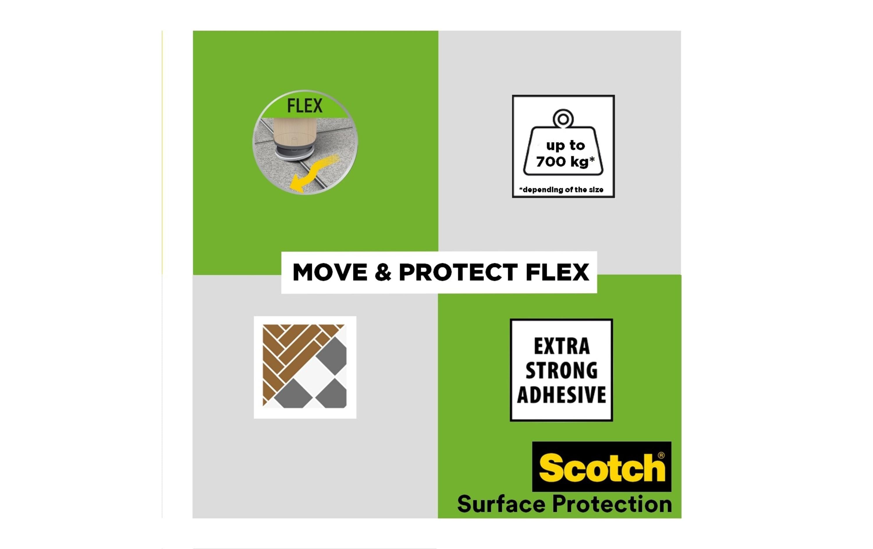 3M Möbelgleiter Flexibal, Ø 40 mm, Grau, 4er Pack 3M Möbelgleiter Flexibal, Ø 40 mm, Grau, 4er Pack