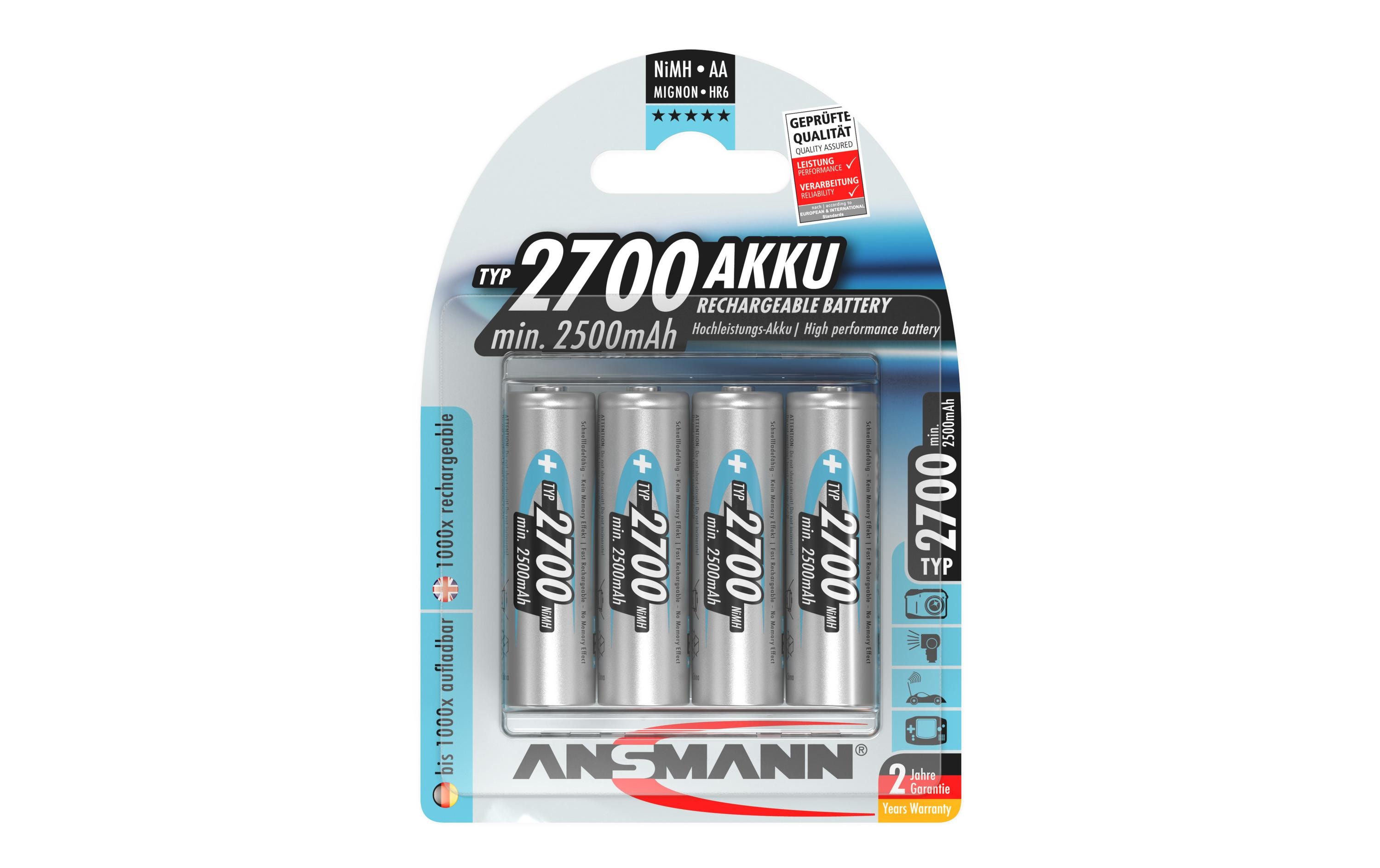 Ansmann Akku 4x AA Typ 2700 2500 mAh