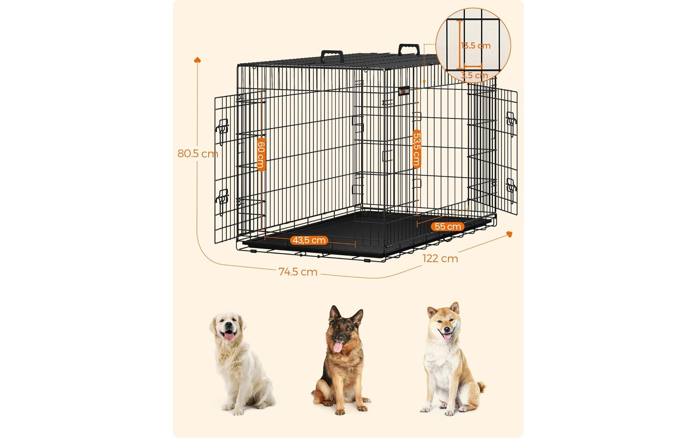 Feandrea Transportbox für Hunde 122 x 74.5 x 80.5 cm