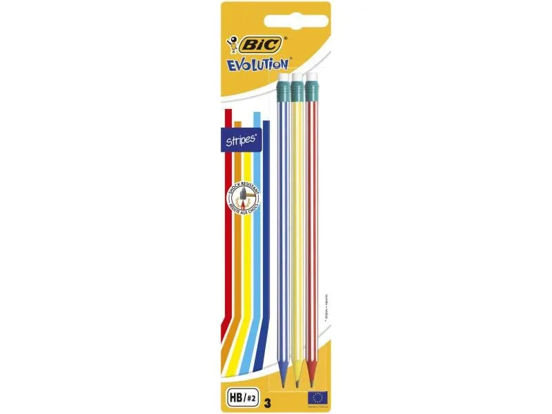 BIC Bleistift Evolution Stripes mit Radierer 3 Stück BIC Bleistift Evolution Stripes mit Radierer 3 Stück