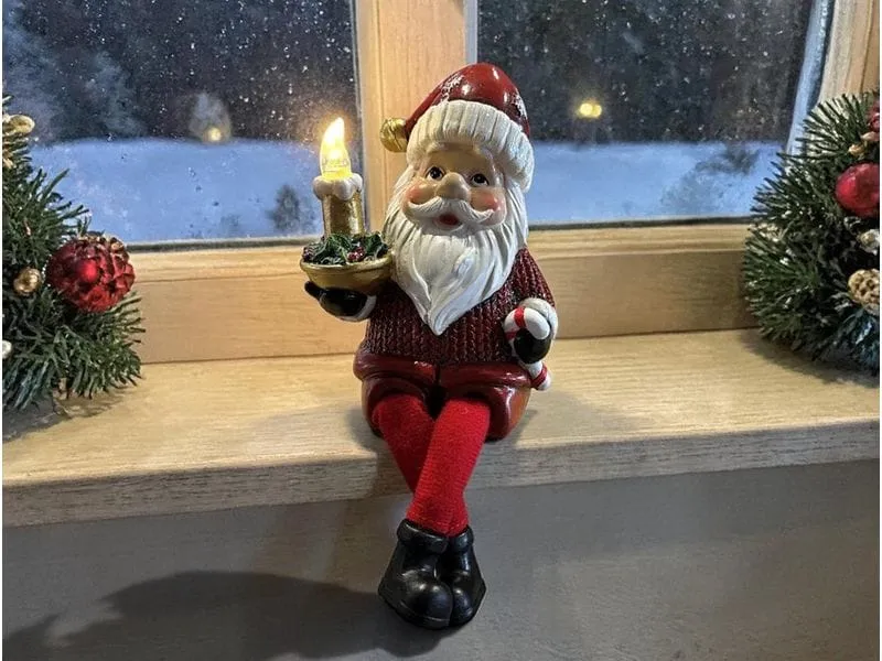 Dameco LED-Figur Santa Kantenhocker, Polyresin, 7 x 10 x 13.5 cm Dameco LED-Figur Santa Kantenhocker, Polyresin, 7 x 10 x 13.5 cm
