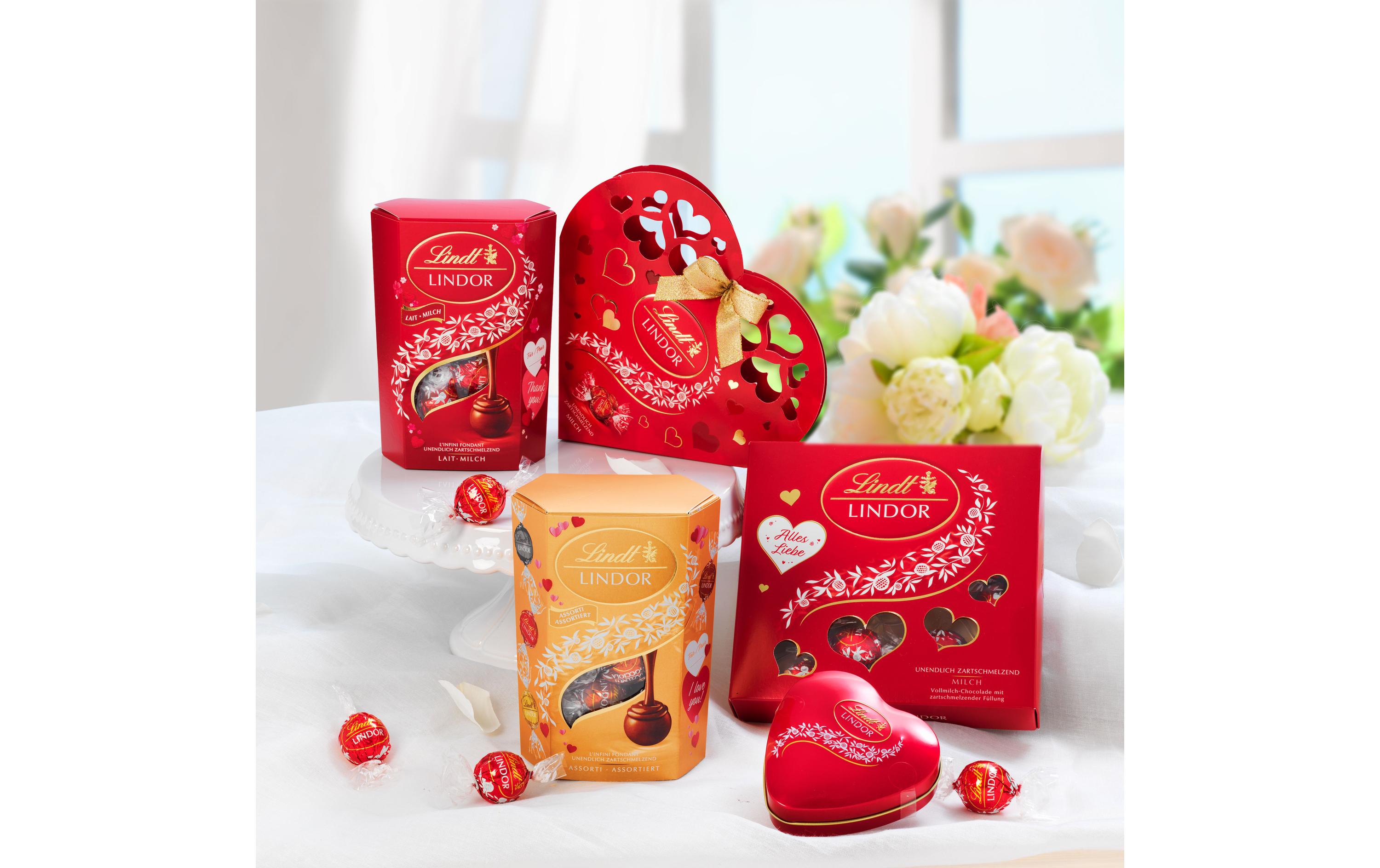 Lindt Schokoladen-Pralinen Lindor Kugeln Milch Herz 62 g