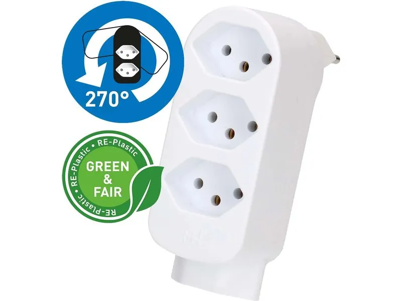 Max Hauri Abzweigstecker ADAPT 3+1x Typ 13, drehbar Green+Fair 3 Max Hauri Abzweigstecker ADAPT 3+1x Typ 13, drehbar Green+Fair 3