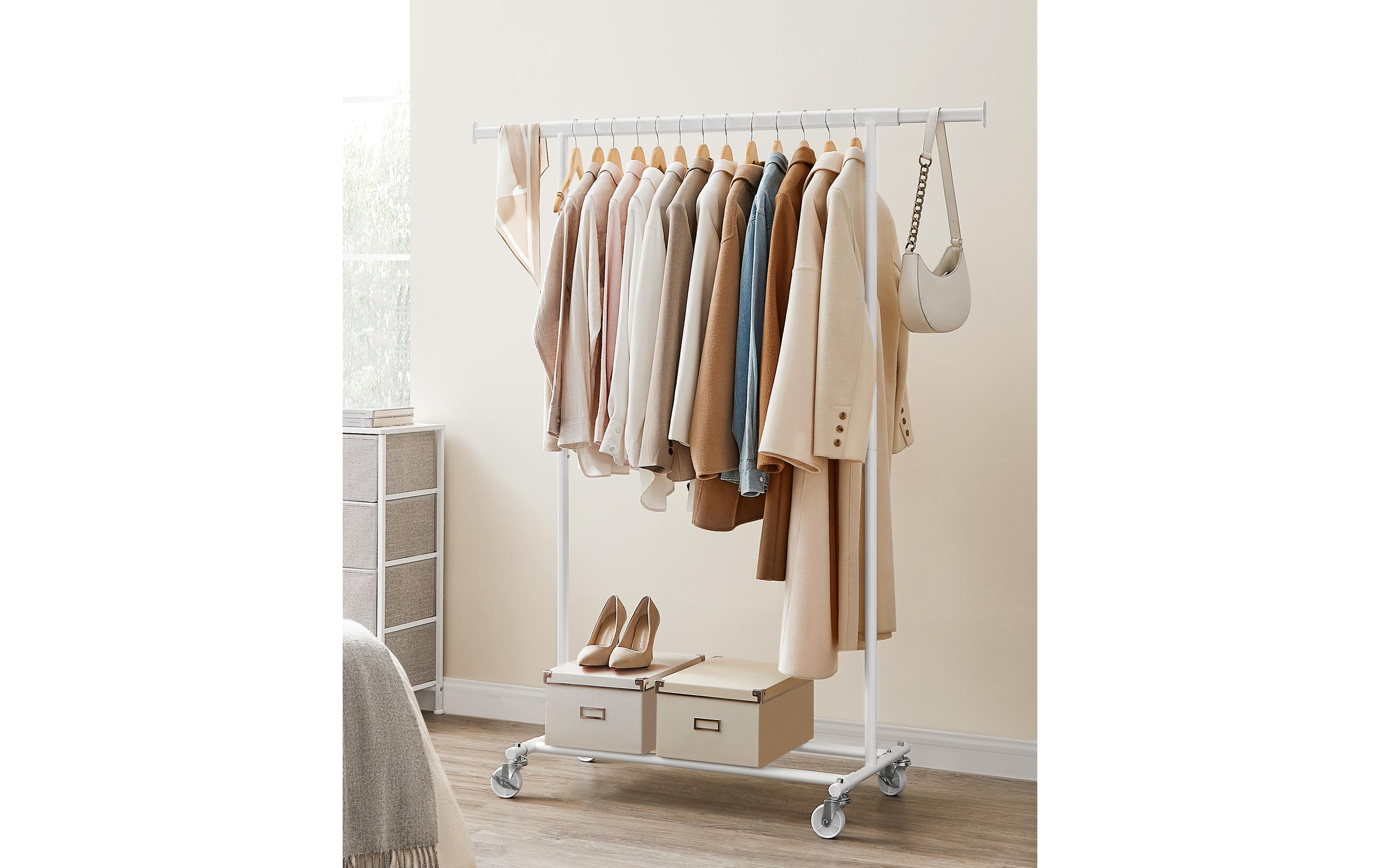 Songmics Garderobenständer ausziehbare Stange Weiss