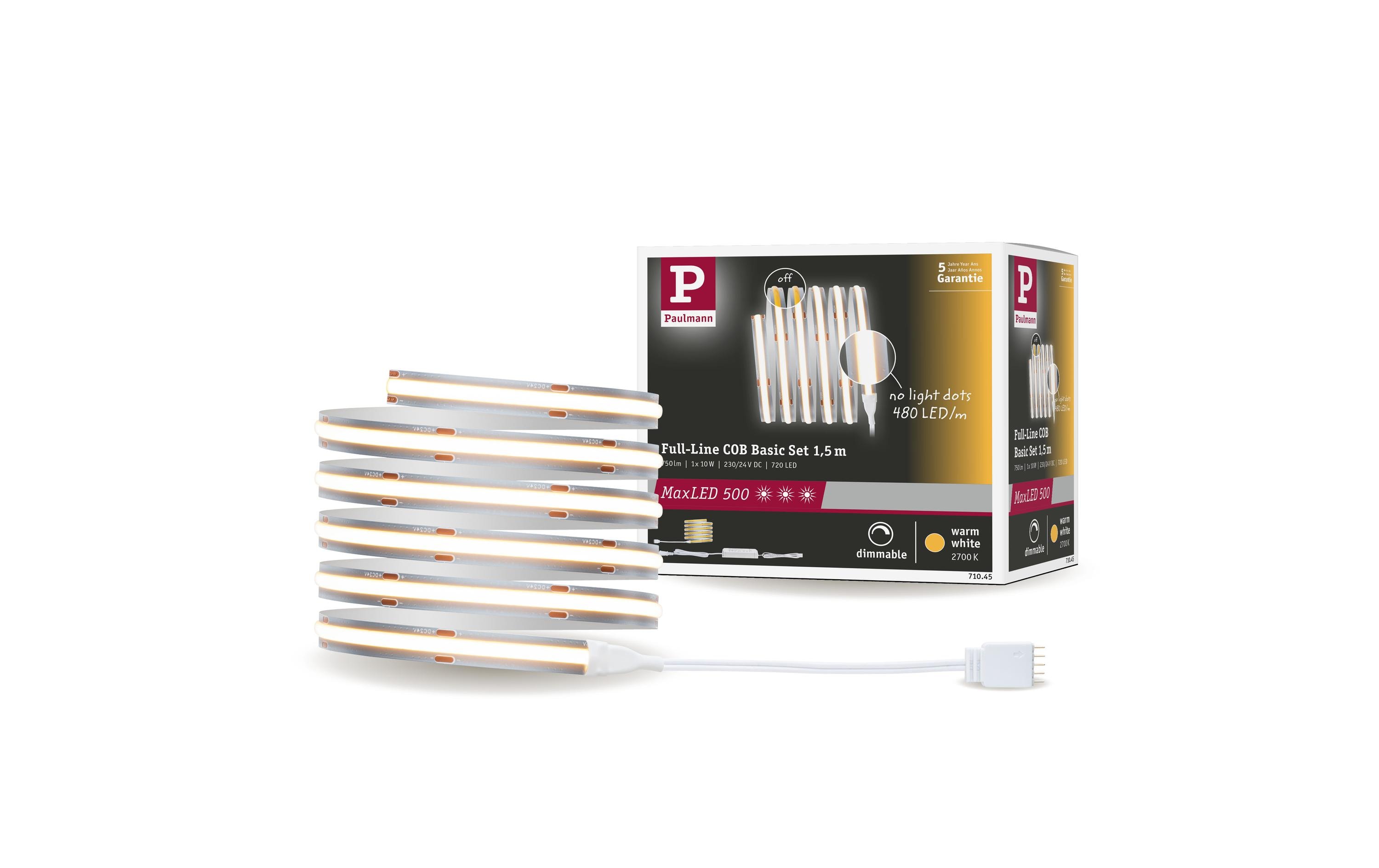 Paulmann LED-Stripe MaxLED 500 Basis Set COB, 2700 K, 1.5 m, Silber