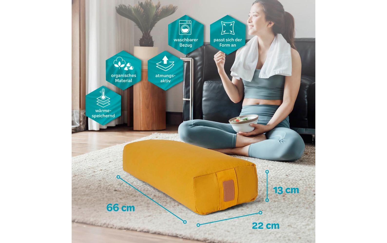 DoYourYoga Yoga-Bolster Paravati mit Bio-Dinkelspelz Gelb