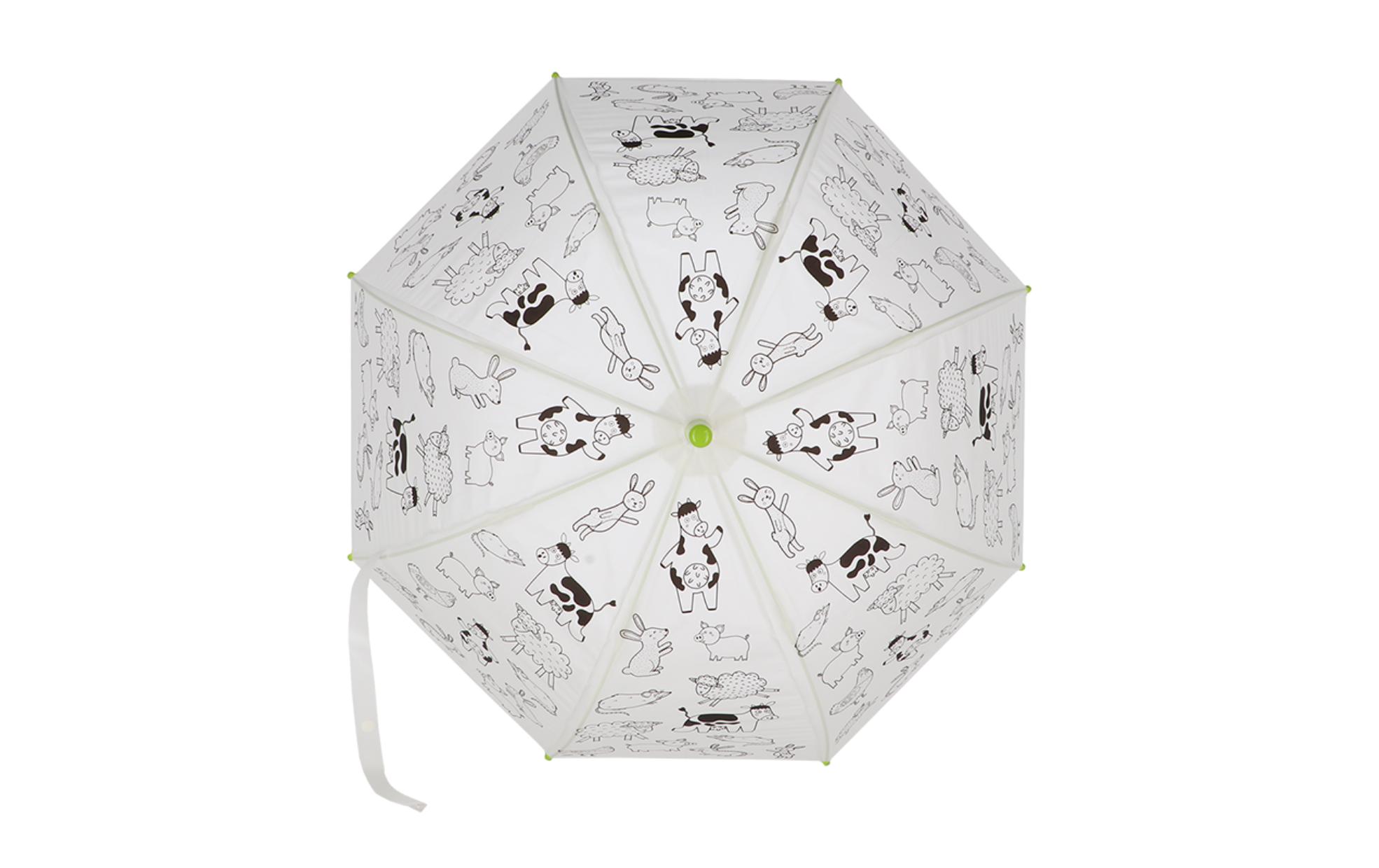 Esschert Design Bastelset Schirm Bauernhoftiere zum Bemalen Grün/Weiss