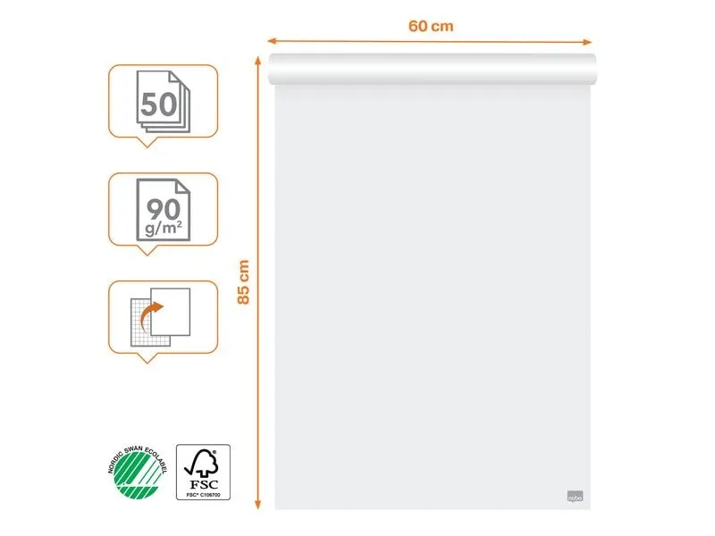 Nobo Flipchart blanko / kariert, 60 x 85 cm, 50 Blatt Nobo Flipchart blanko / kariert, 60 x 85 cm, 50 Blatt