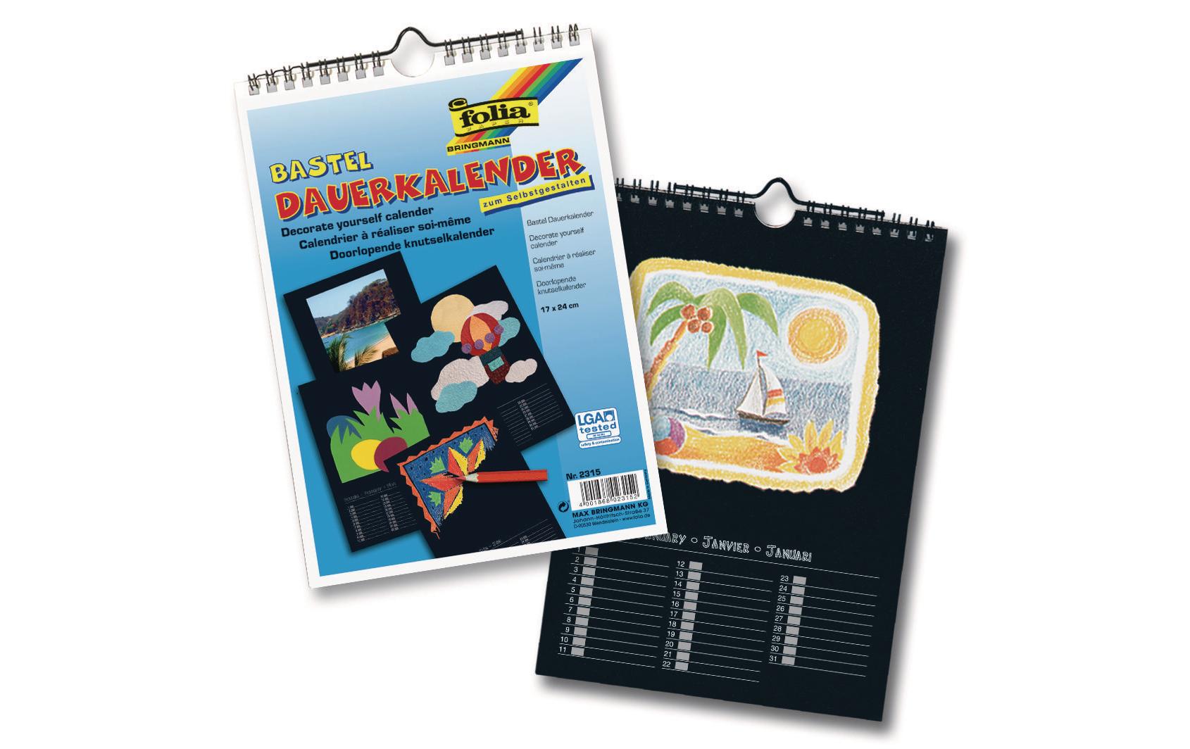 Folia Dauerkalender 17 x 24 cm, Schwarz