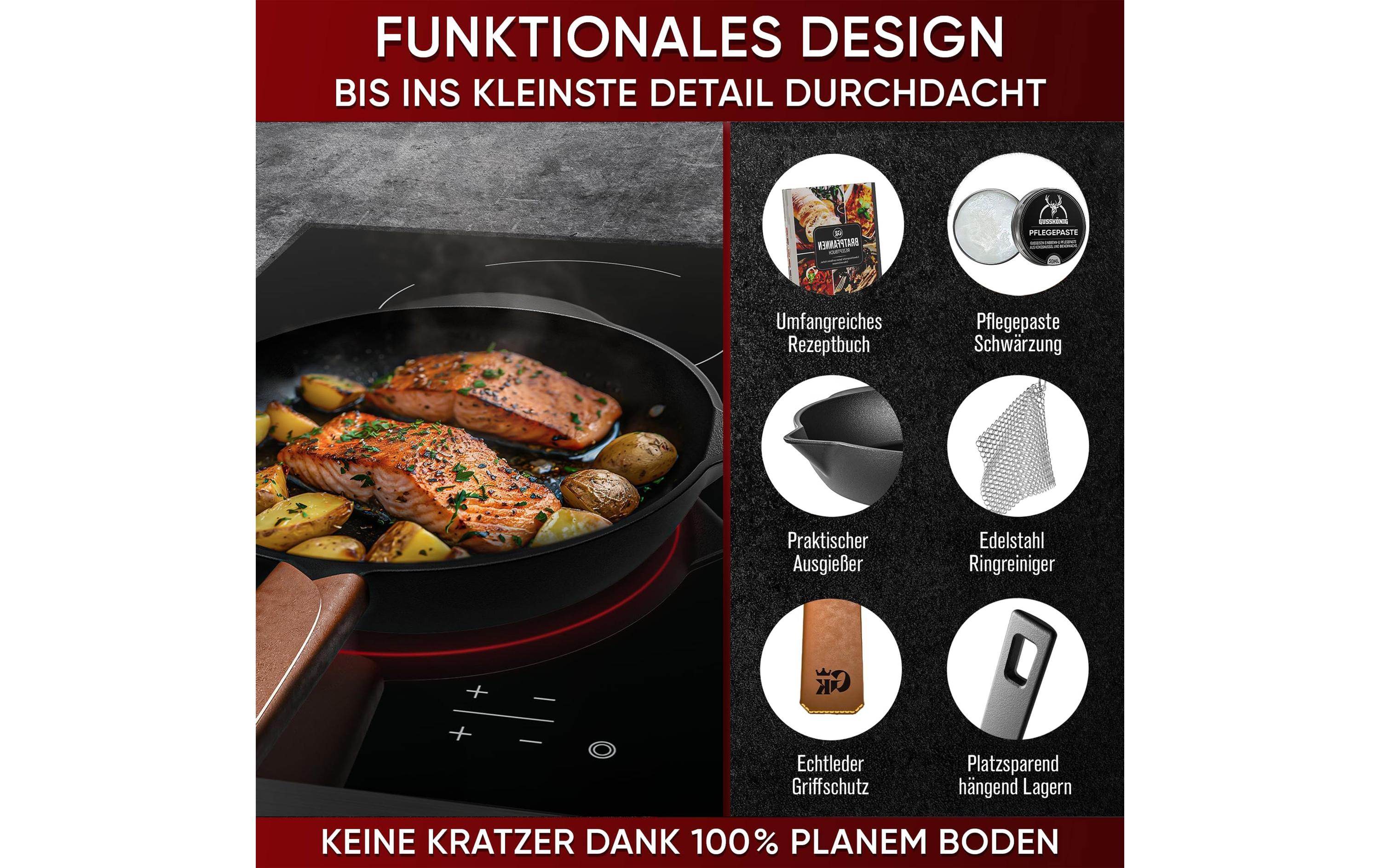 Gusskoenig Bratpfanne 30 cm mit Ledergriff