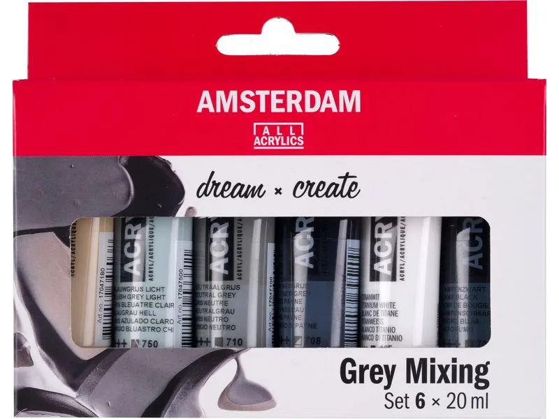 Amsterdam Acrylfarbe Set Grey Mixing 6 Tuben à 20 ml Amsterdam Acrylfarbe Set Grey Mixing 6 Tuben à 20 ml