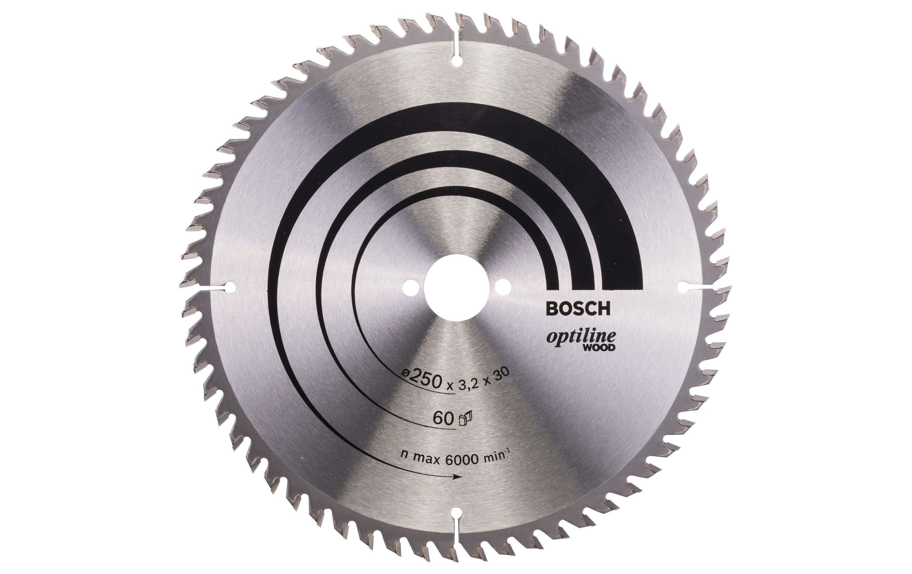 Bosch Professional Kreissägeblatt Optiline Wood, 250 x 30 x 3.2 mm, Z 60 Bosch Professional Kreissägeblatt Optiline Wood, 250 x 30 x 3.2 mm, Z 60