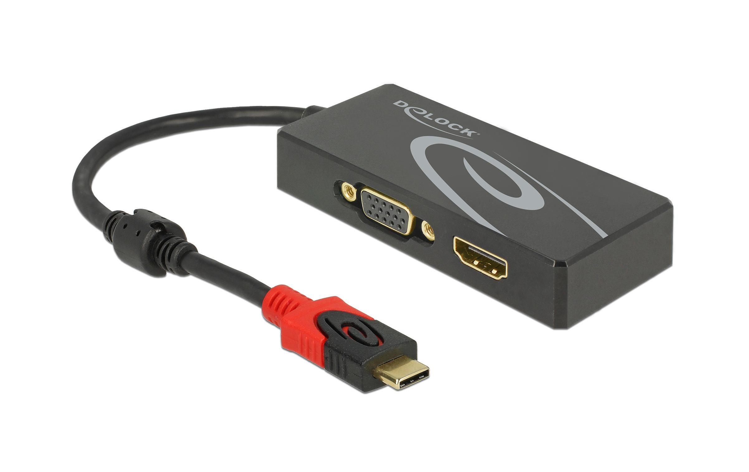 Delock 2-Port Signalsplitter USB-C - 1xHDMI & 1xVGA Delock 2-Port Signalsplitter USB-C - 1xHDMI & 1xVGA