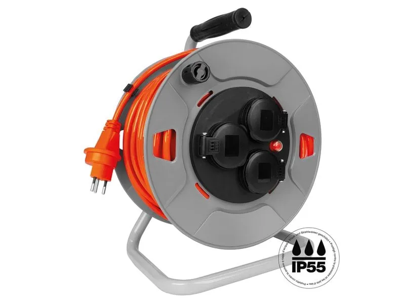 STEFFEN Kabelrolle FLEX PUR Kunststoff 3 x T13 IP55 25m Grau Schwarz STEFFEN Kabelrolle FLEX PUR Kunststoff 3 x T13 IP55 25m Grau Schwarz