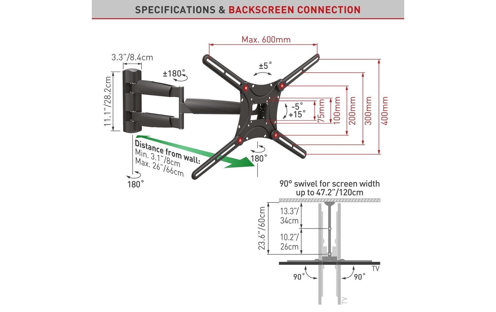Barkan Wandhalterung WH 443-SW Schwarz Barkan Wandhalterung WH 443-SW Schwarz