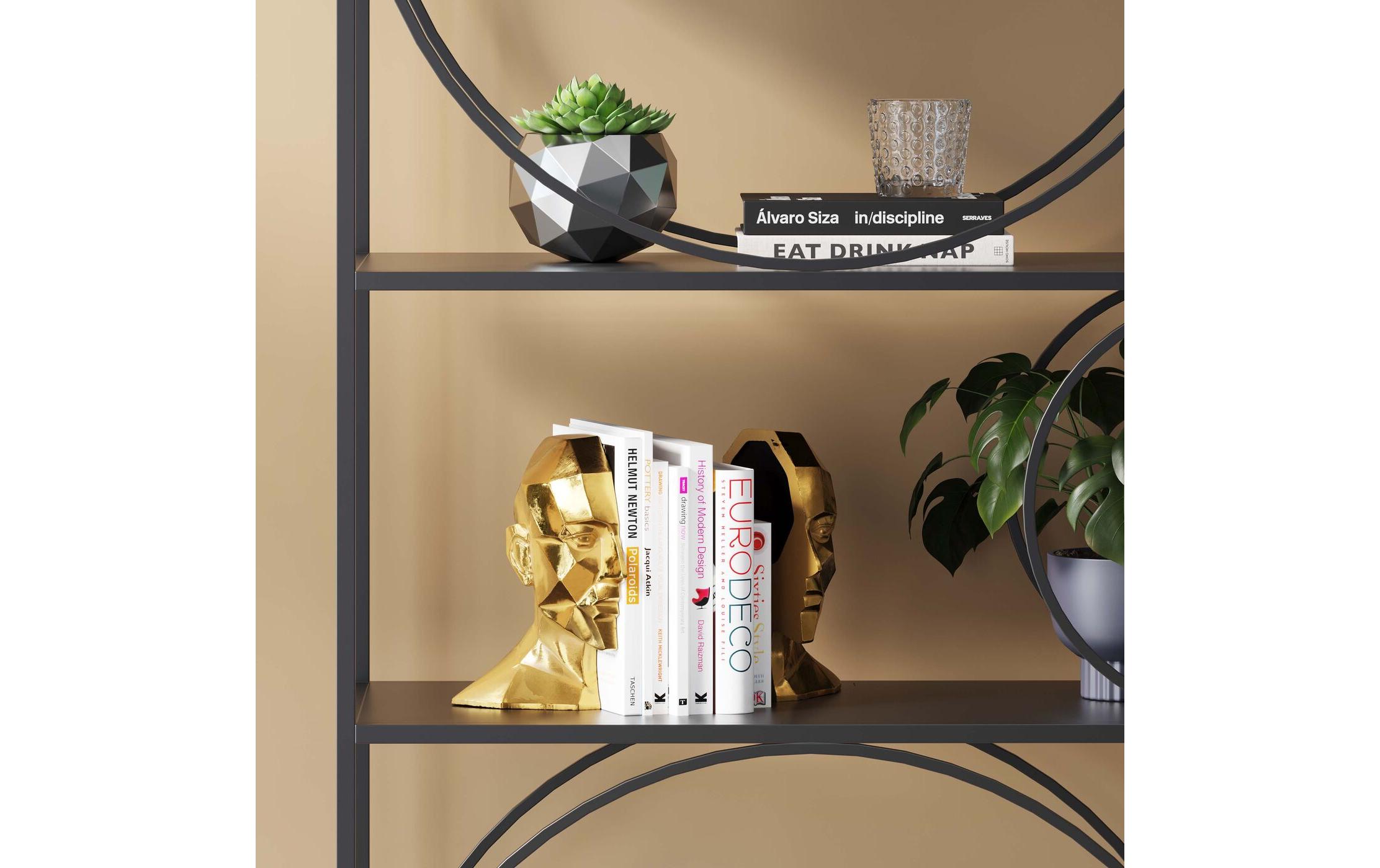 Kare Buchstütze Face 2er Set, Gold