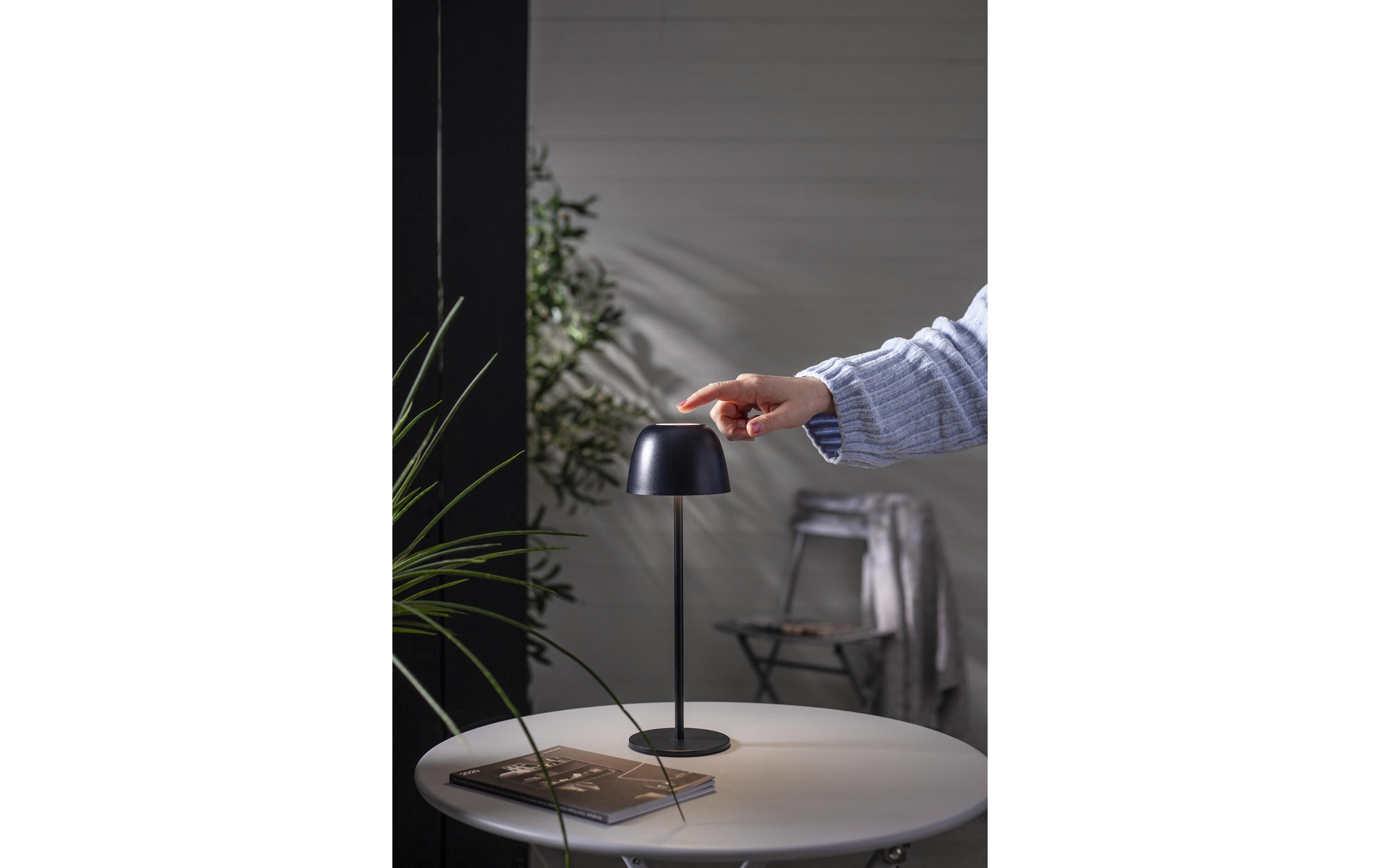 Star Trading Akku-Tischleuchte Ronda IP54, Warmweiss, Schwarz