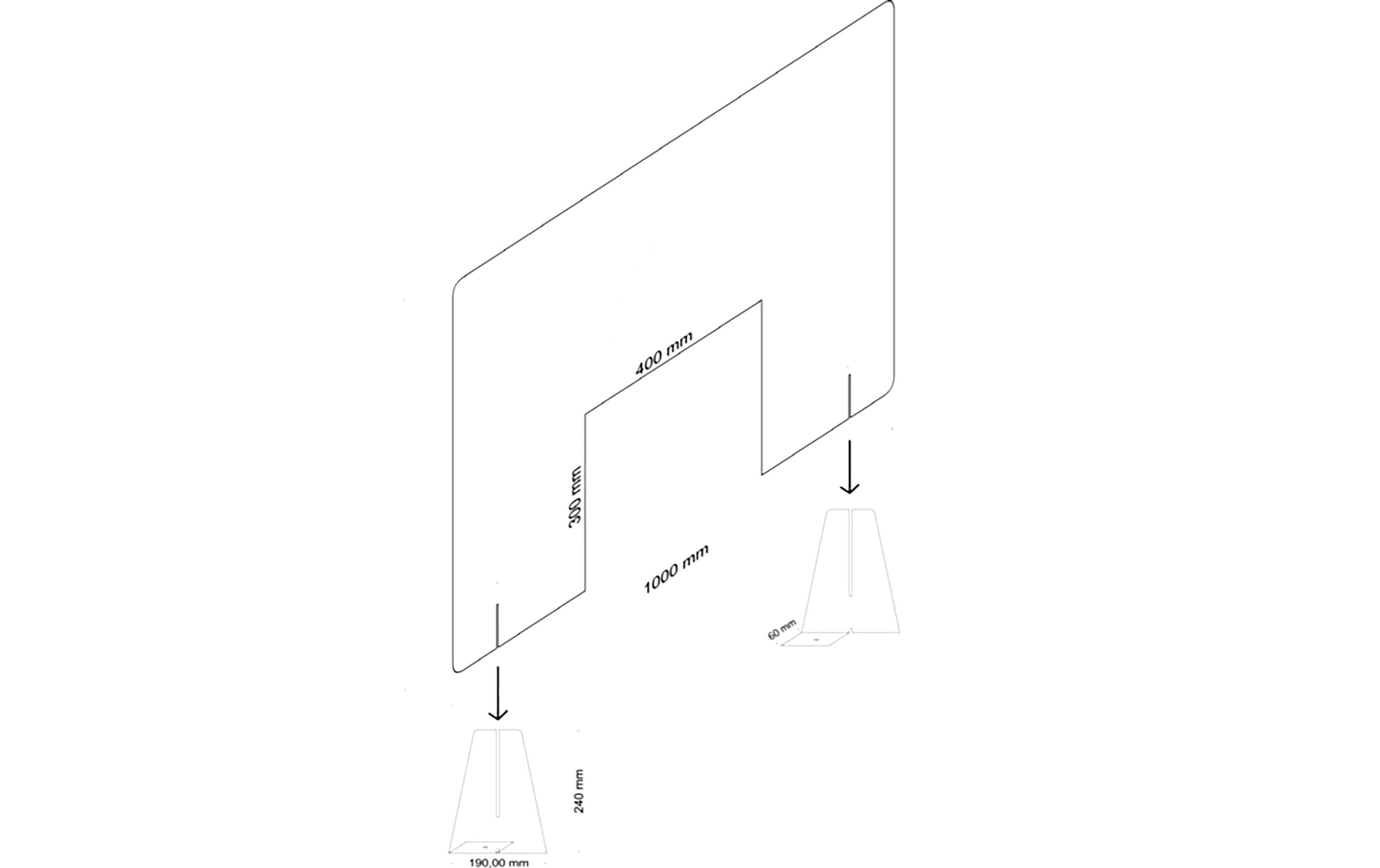 Diverse Schutzwand Version 3, 100 x 67 x 0.4 cm Diverse Schutzwand Version 3, 100 x 67 x 0.4 cm