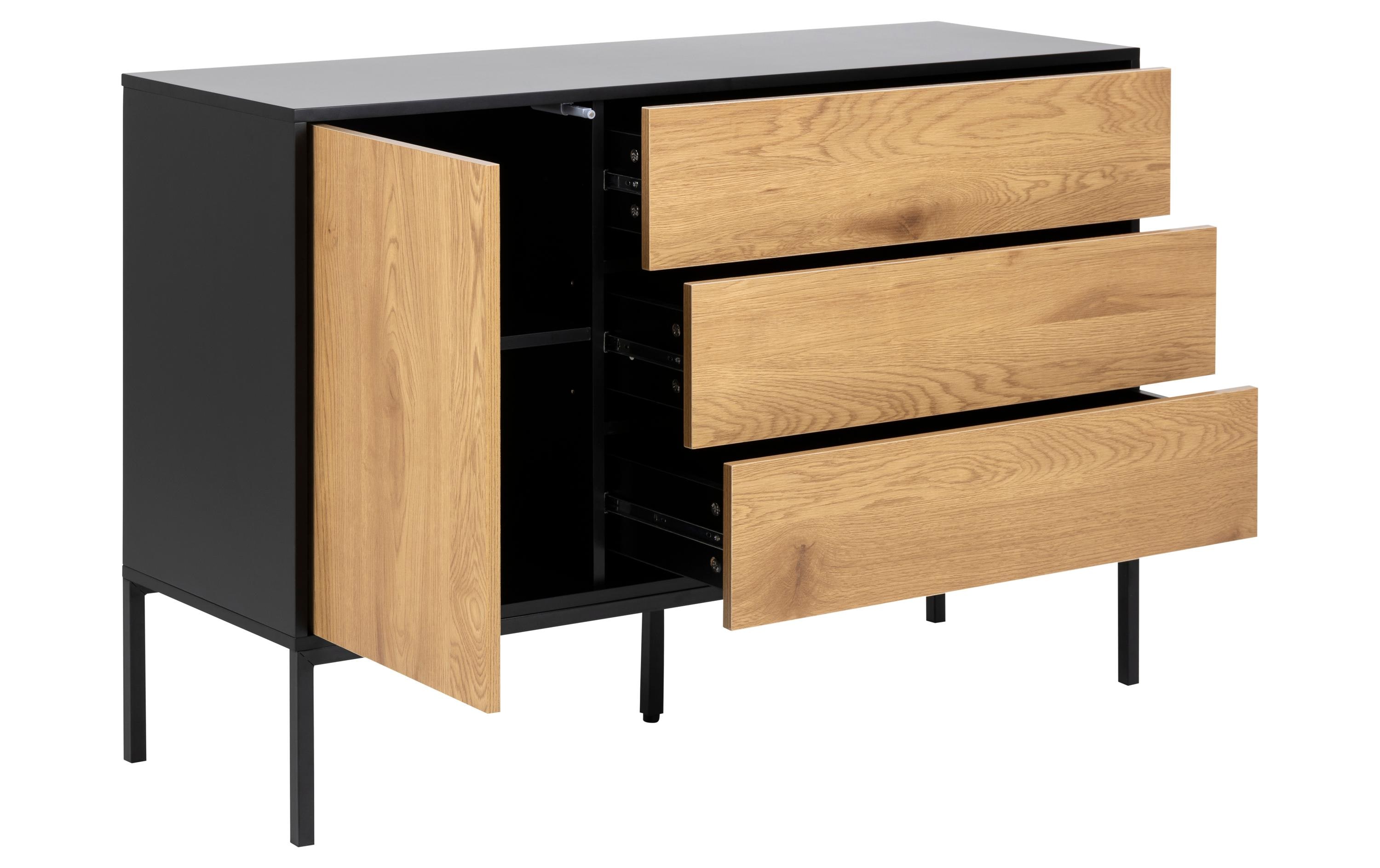 AC Design Sideboard Seaford 120 x 40 x 82 cm, Nature/Schwarz