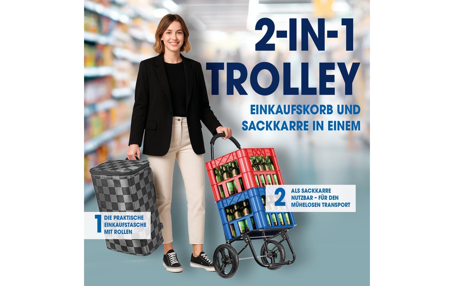 EASYmaxx Einkaufstrolley 52 l, Schwarz / Grau