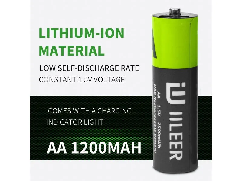 IILEER IILEER AA Lithium Akkus 1200 mAh 4 Stück IILEER IILEER AA Lithium Akkus 1200 mAh 4 Stück