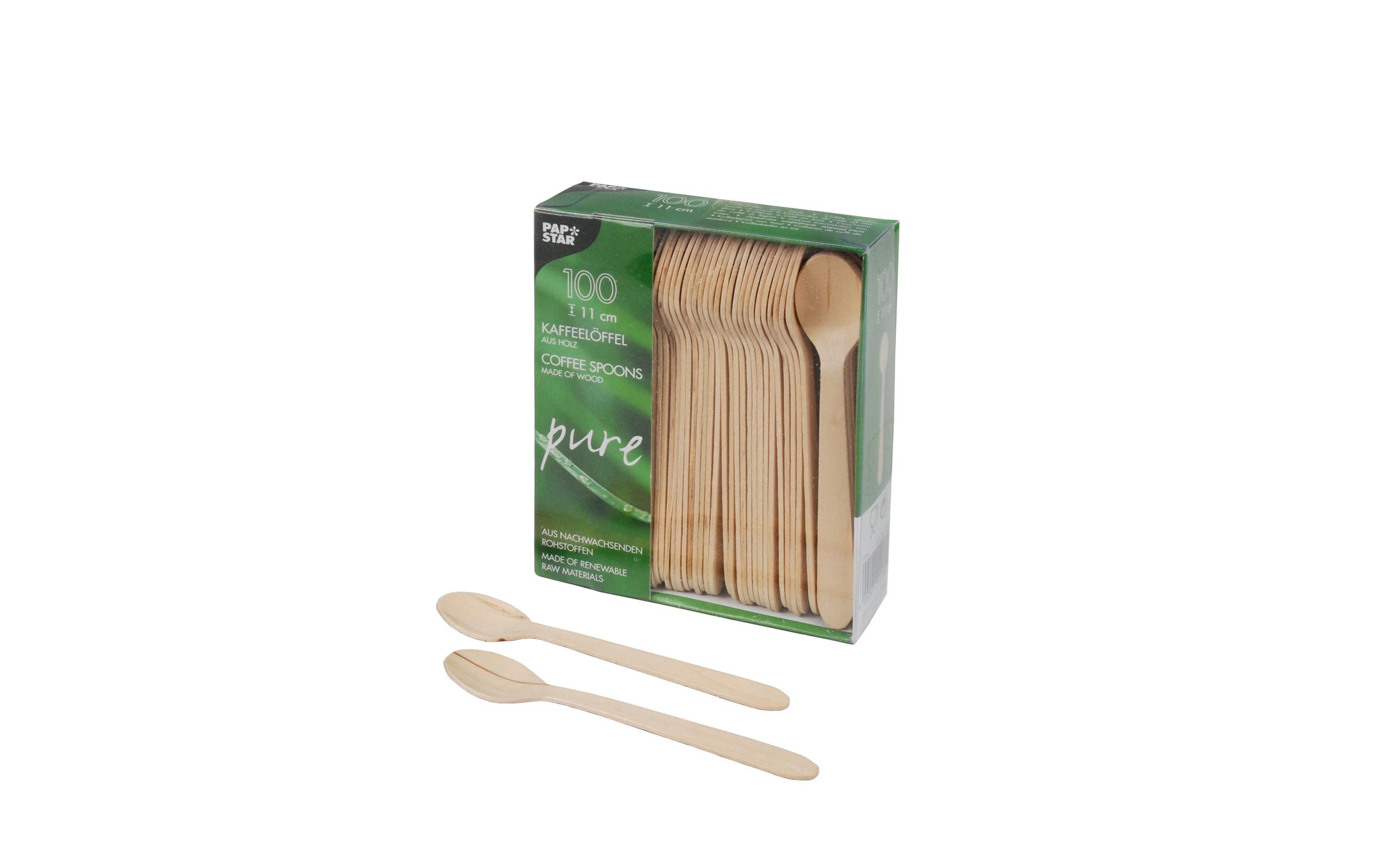 Papstar Einweg-Kaffeelöffel Pure Holz 11 cm, 100 Stück