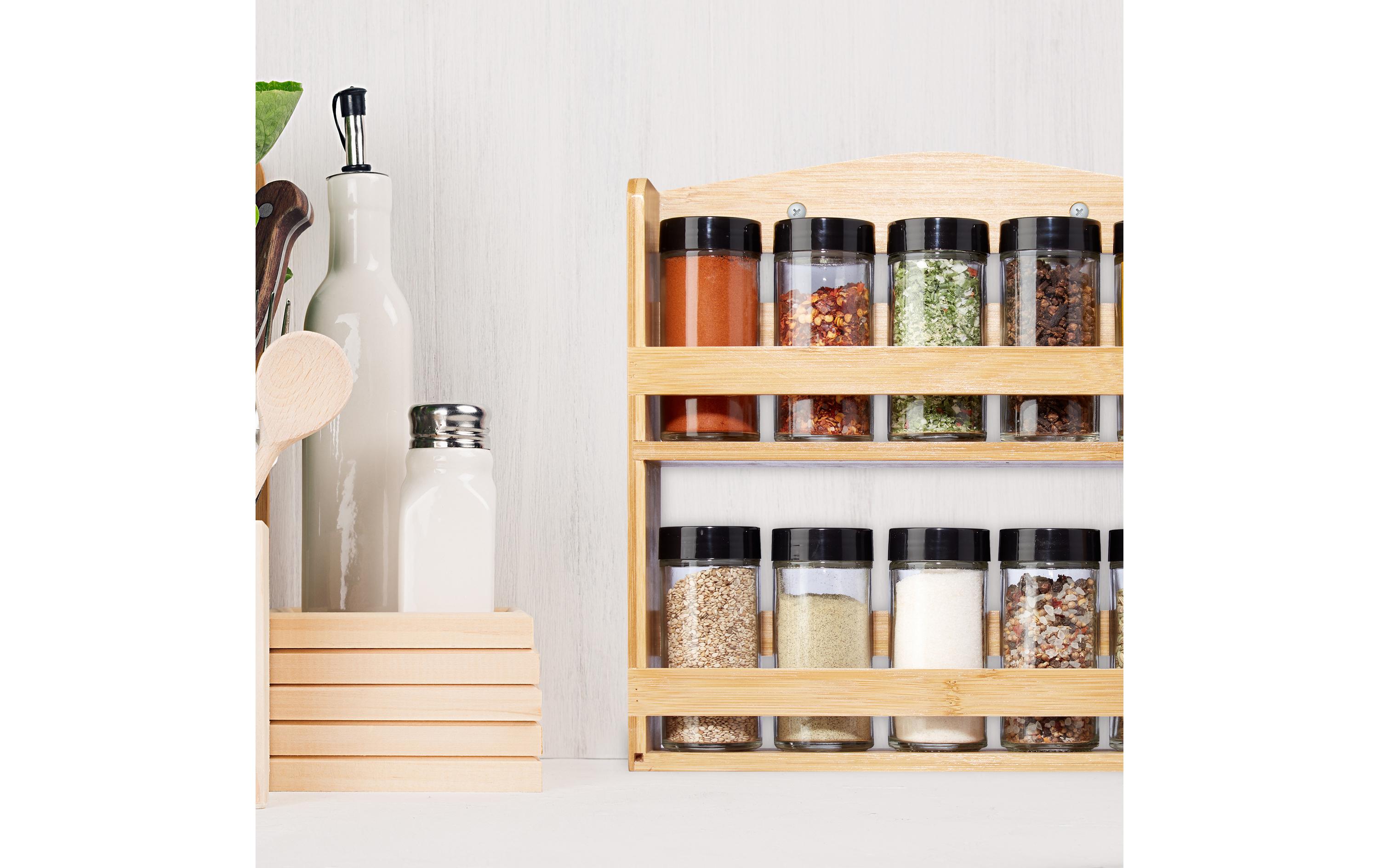 relaxdays Gewürzregal 10 Gläser Hellbraun