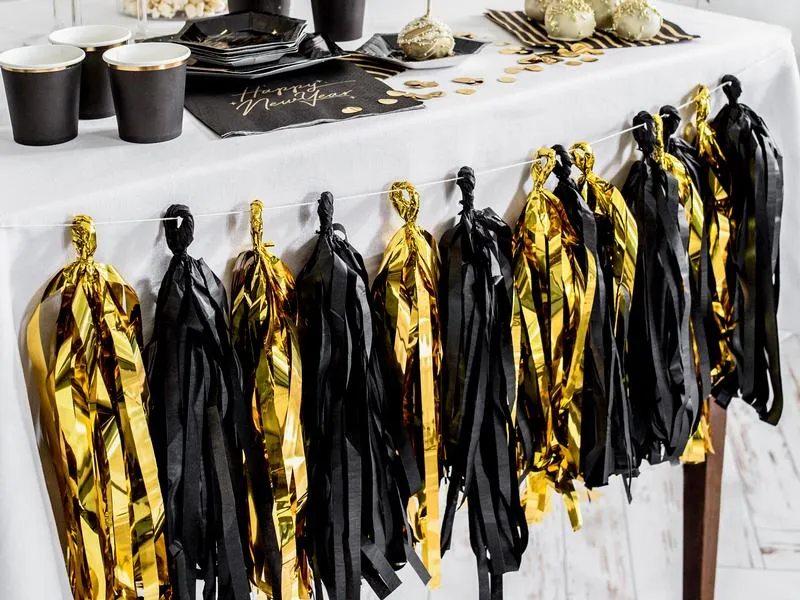 Partydeco Girlande Quasten 1.5 m, Gold/Schwarz Partydeco Girlande Quasten 1.5 m, Gold/Schwarz