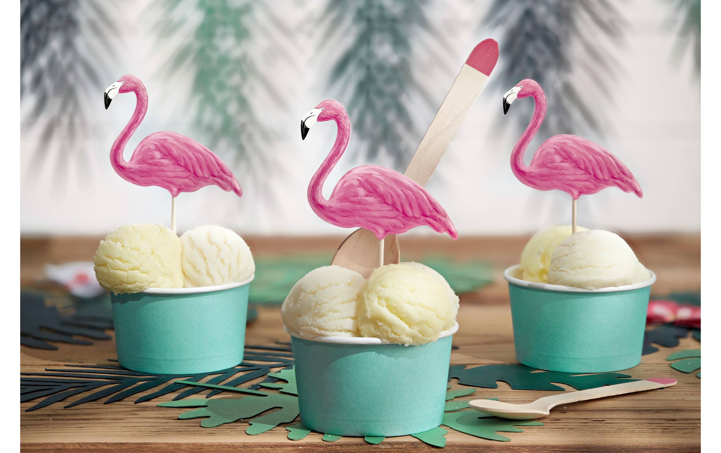 Partydeco Kuchen-Topper Aloha Flamingos 1 Stück, Pink