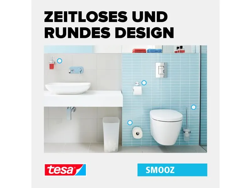 tesa Smooz Zahnputzbecher satiniertes Glas verchromt ohne Bohren tesa Smooz Zahnputzbecher satiniertes Glas verchromt ohne Bohren