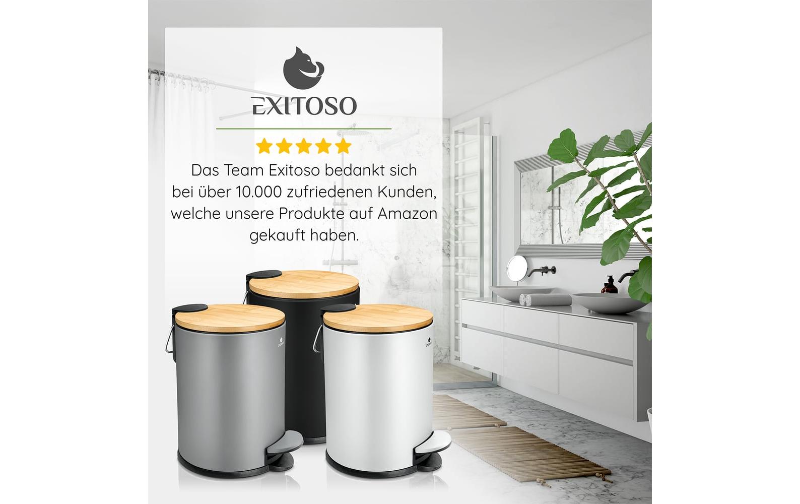 Exitoso Tretmülleimer mit Softclose-Deckel 3 l, Schwarz