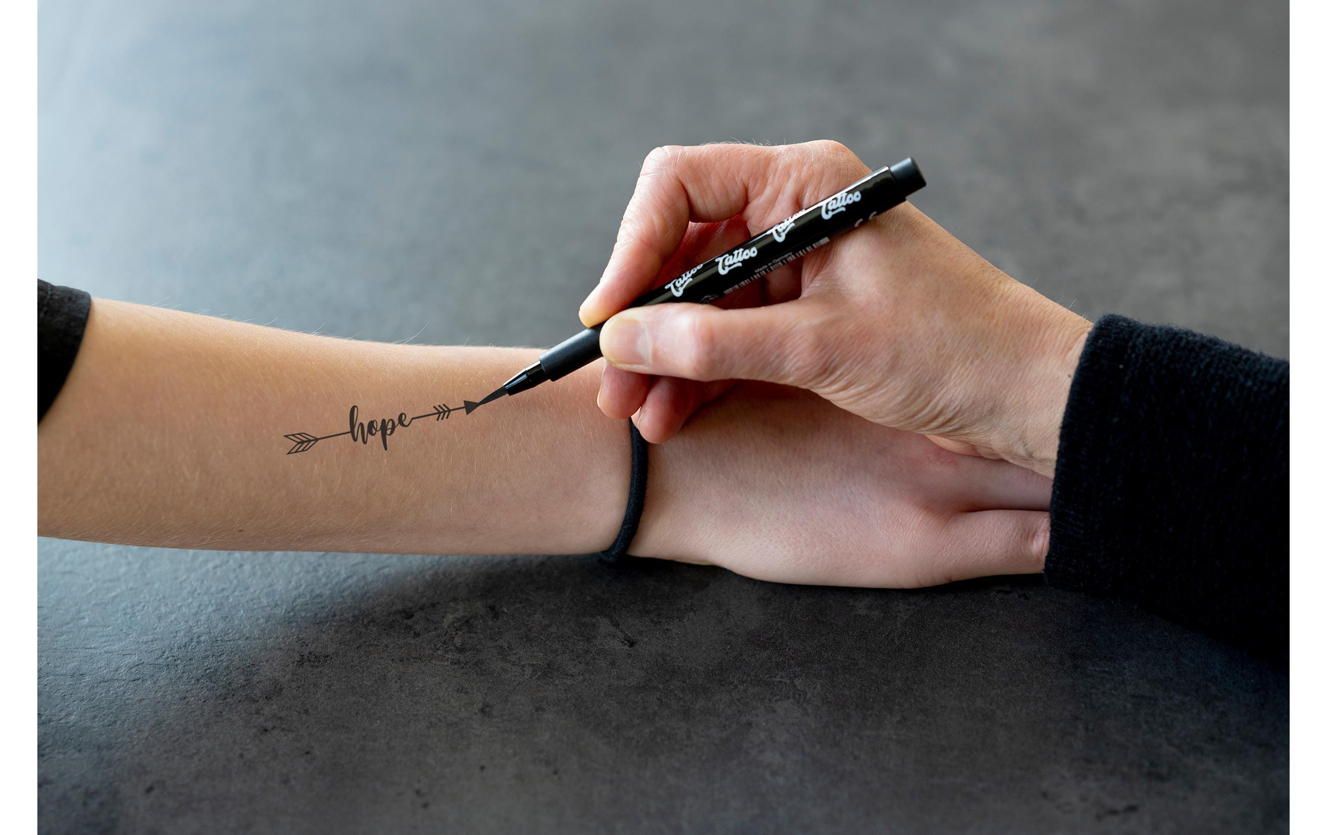 Eberhard Faber Tattoostift Skinlettering 4 Stück, Schwarz