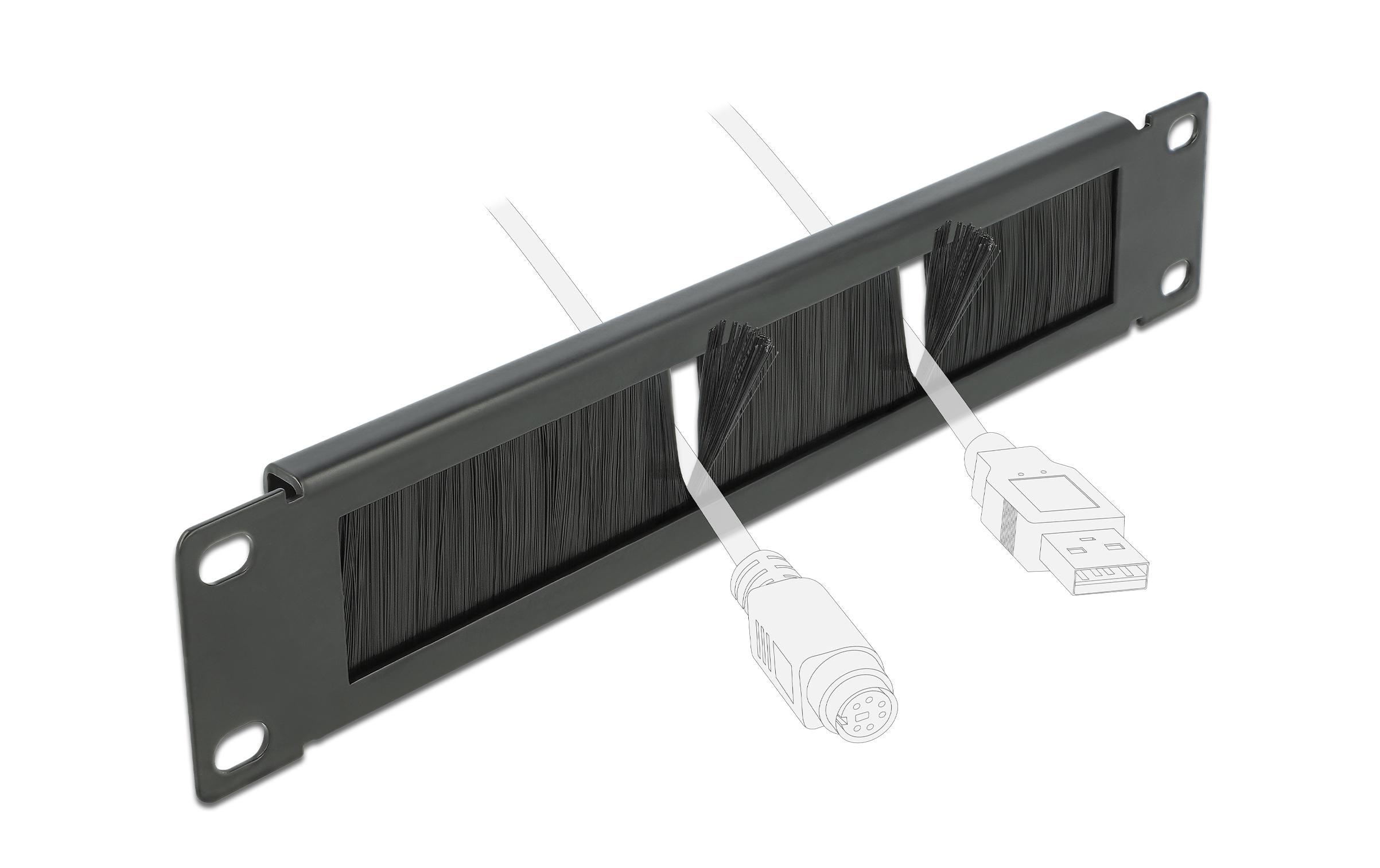 Delock Bürstenleiste 1HE , Schwarz