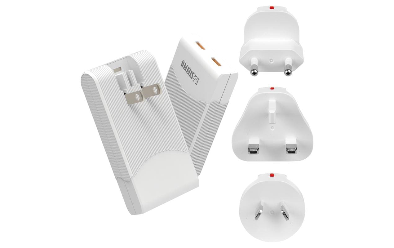 STEFFEN Reiseadapter World PD65W 2 x USB-C, Weiss STEFFEN Reiseadapter World PD65W 2 x USB-C, Weiss