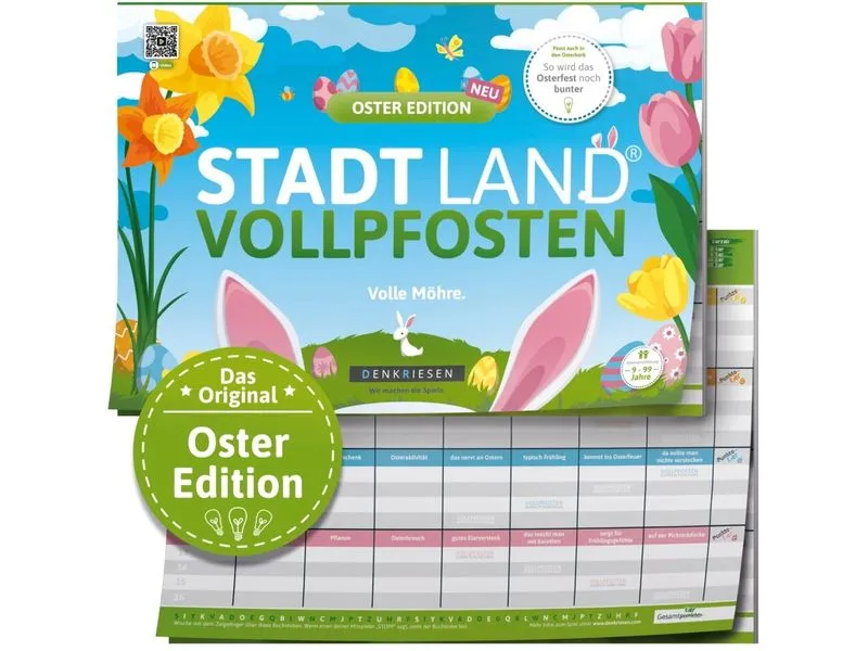 Denkriesen Partyspiel Stadt Land Vollpfosten Oster Edition